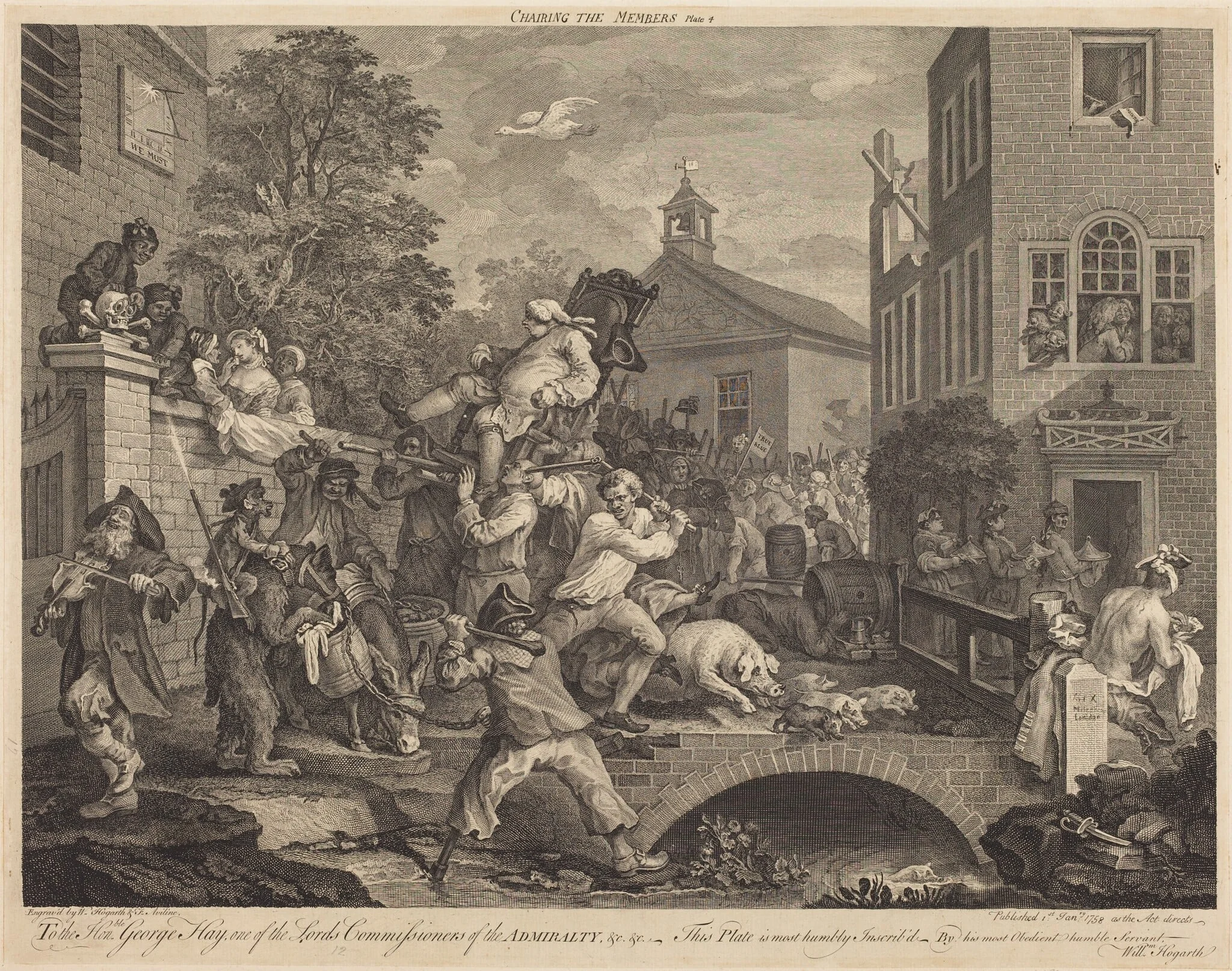 Chairing the Members, by Francois-Antoine Aveline, ink, 1758