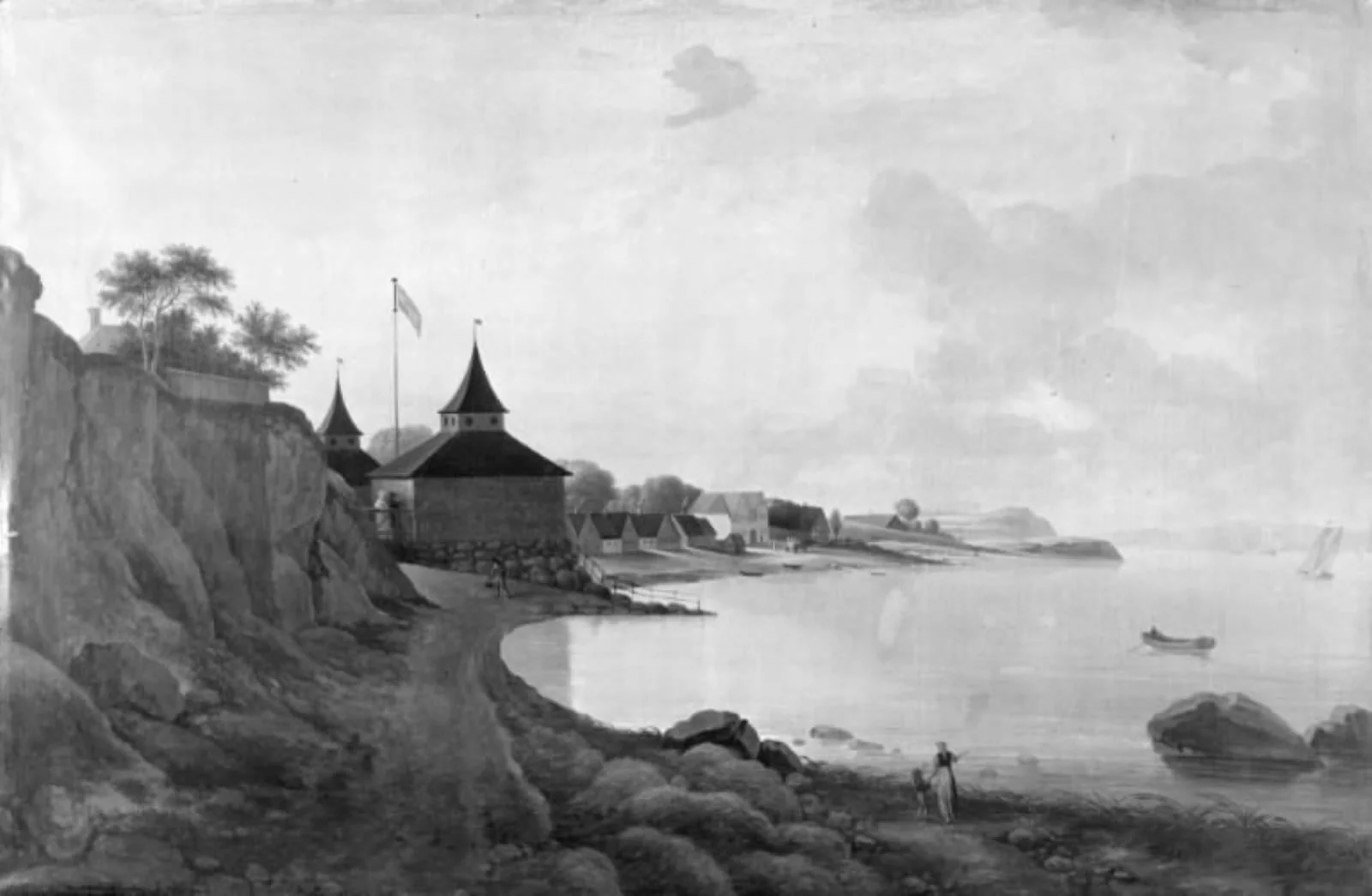 Landskab ved en bugt. Parti fra "Alexandria" ved Vedbæk