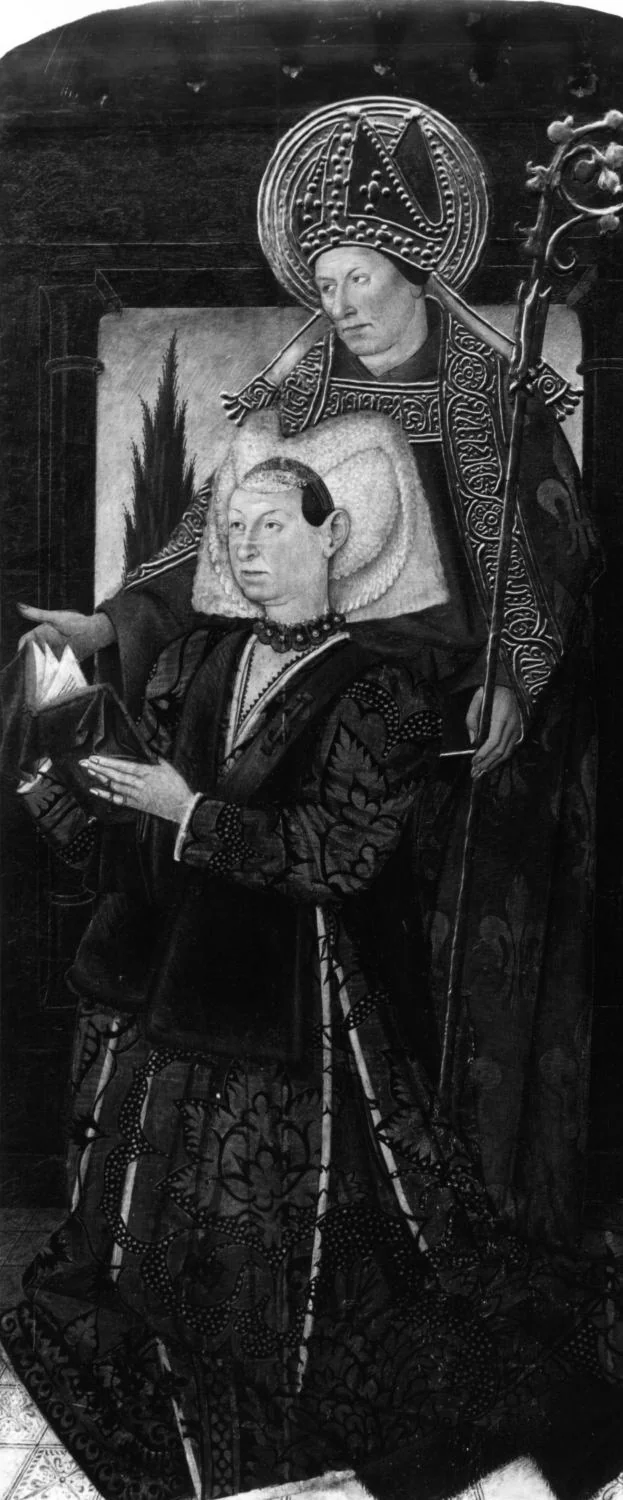 Saint Louis Toulouse with kneeling Donor, by Jaume Huguet, paint, 1597