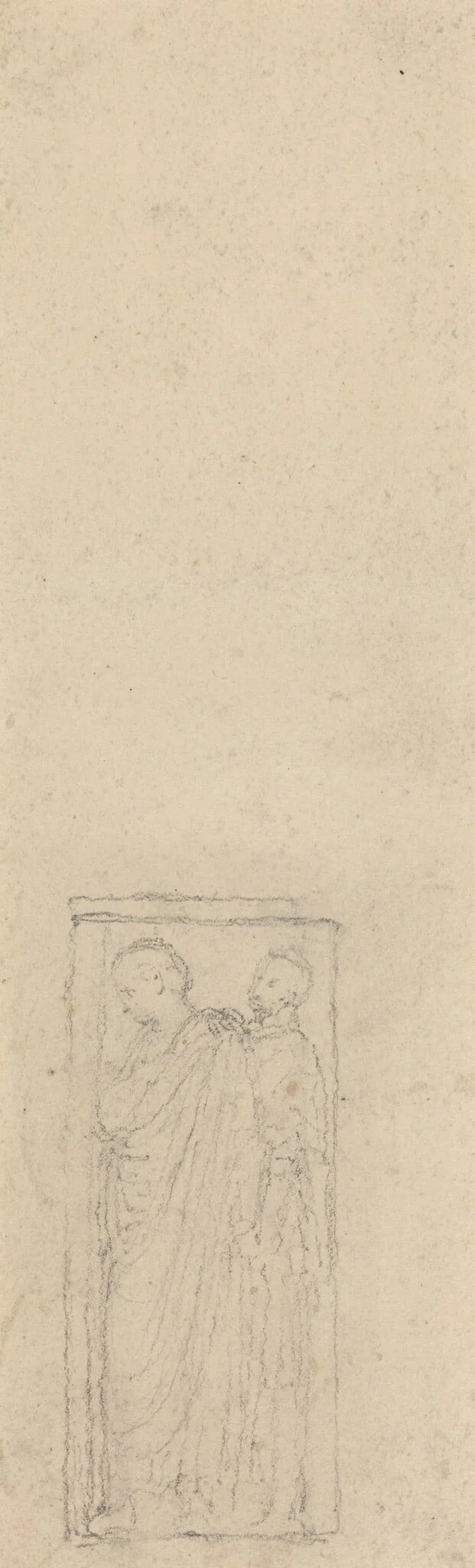Relief with Two Cloaked Figures, by John Flaxman, graphite, 1790