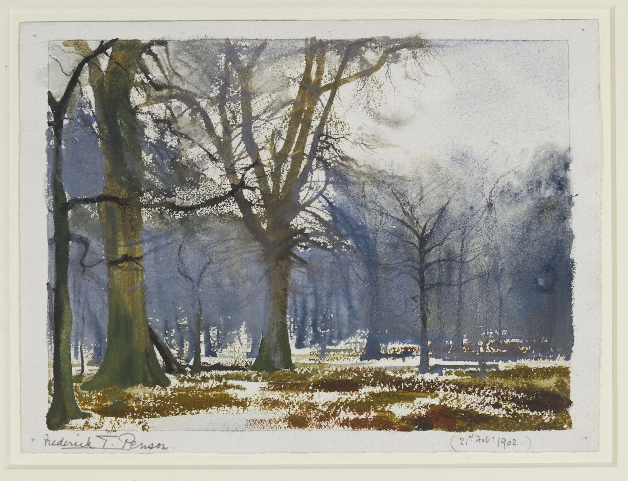 Snow on Bracken, by Frederick T. Penson, watercolor, 1902