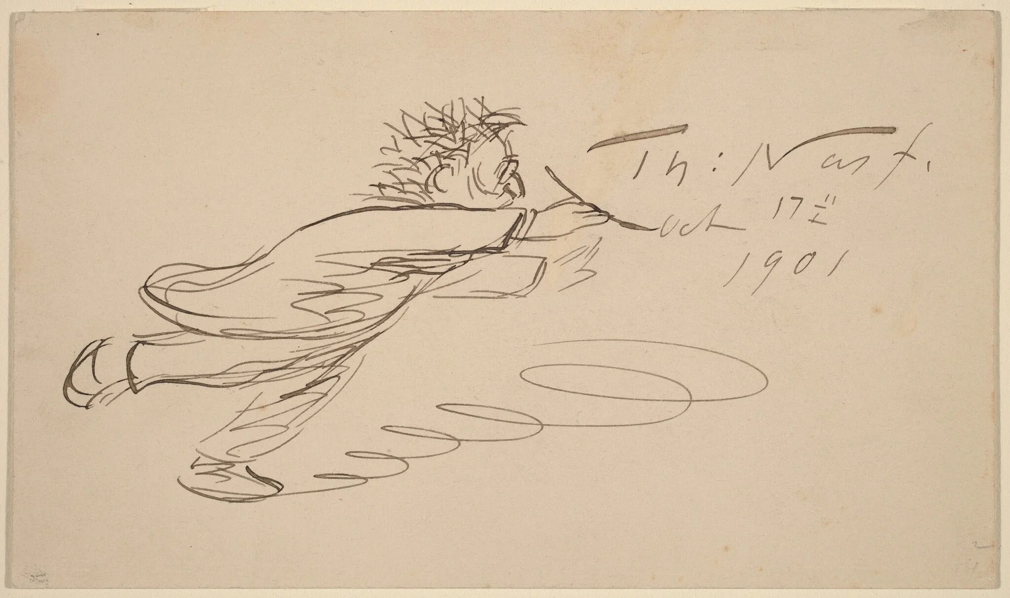Signature, "TH. Nast, Oct. 17, 1901", by Thomas Nast, ink, 1901