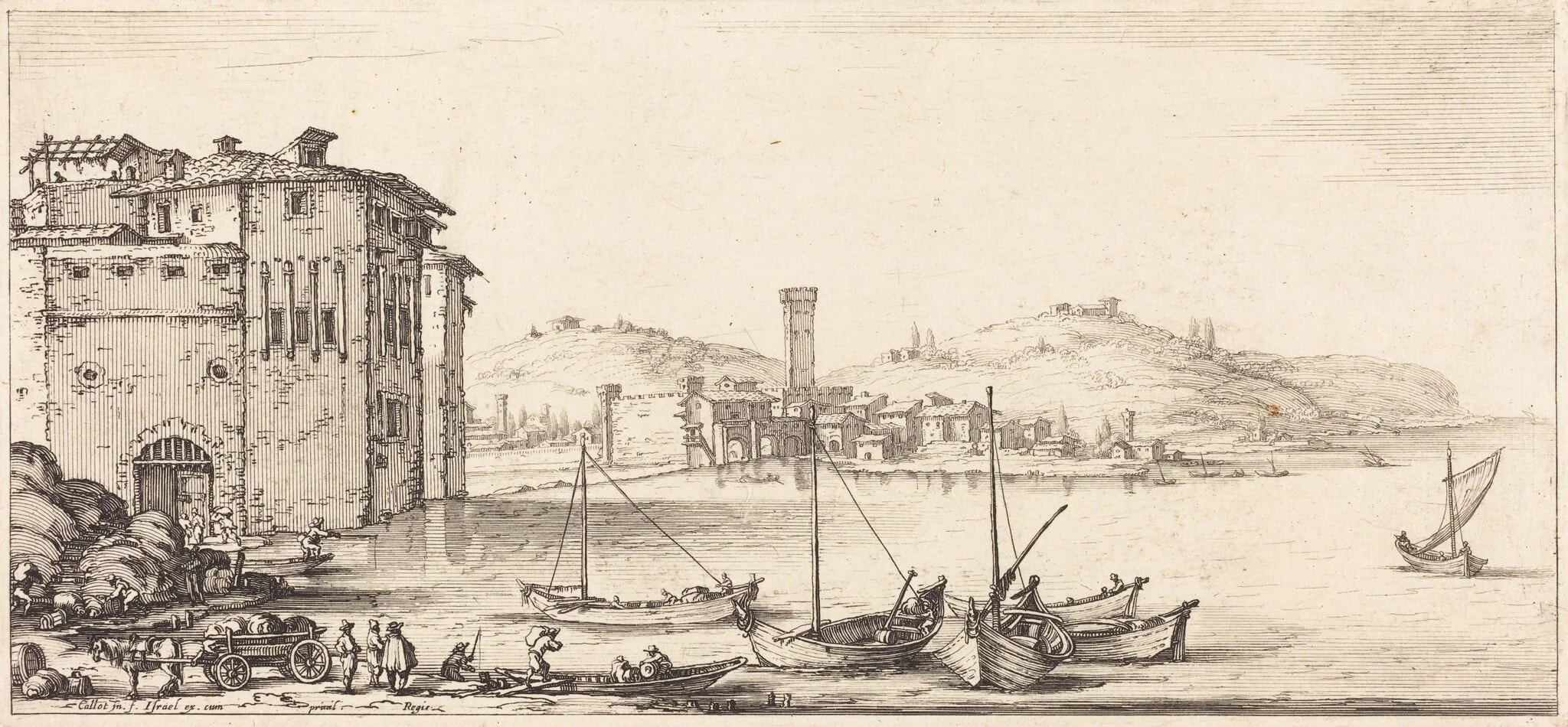 Loading Merchandise, by Jacques Callot, ink, 1630