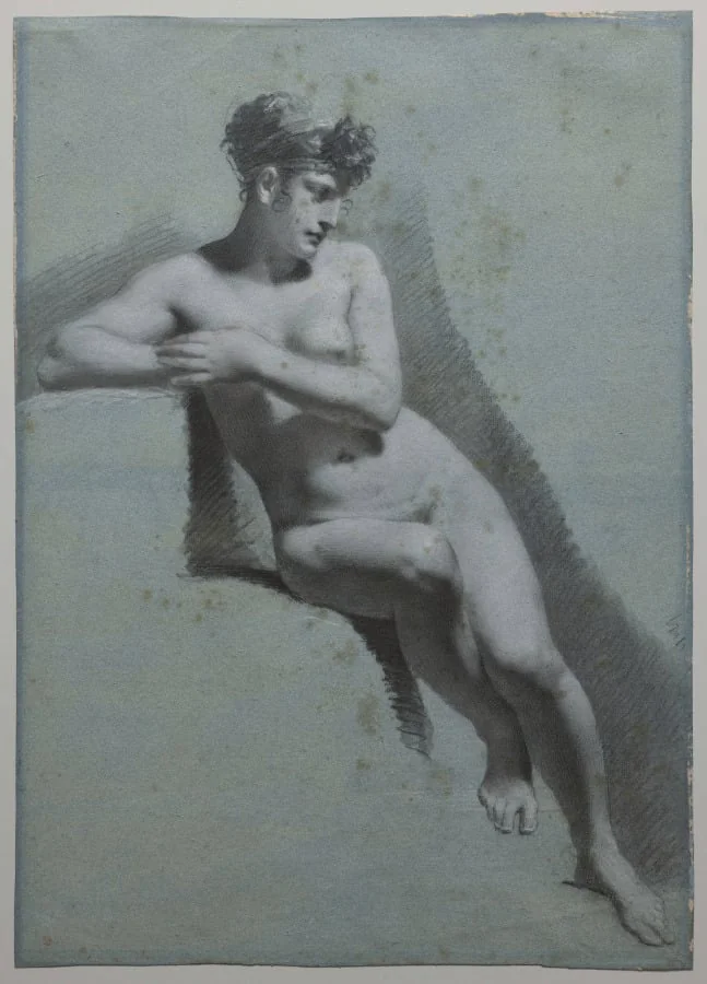 Study of a Nude Woman, Seated Looking to the Right (recto), by Pierre Paul Prud'hon, 1810