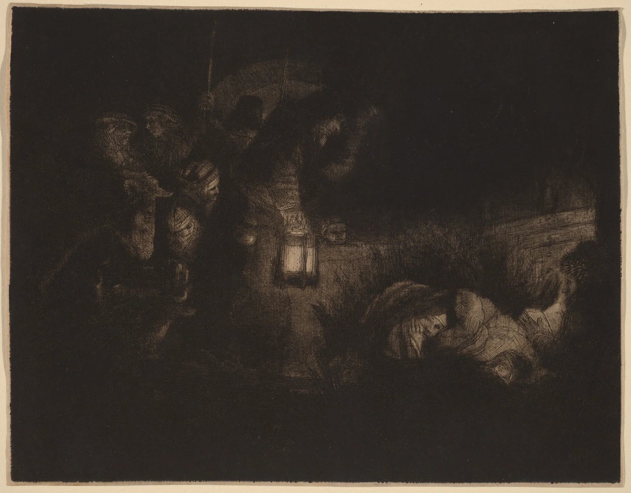 The Adoration of the Shepherds: a Night Piece, by Rembrandt, ink, 1652
