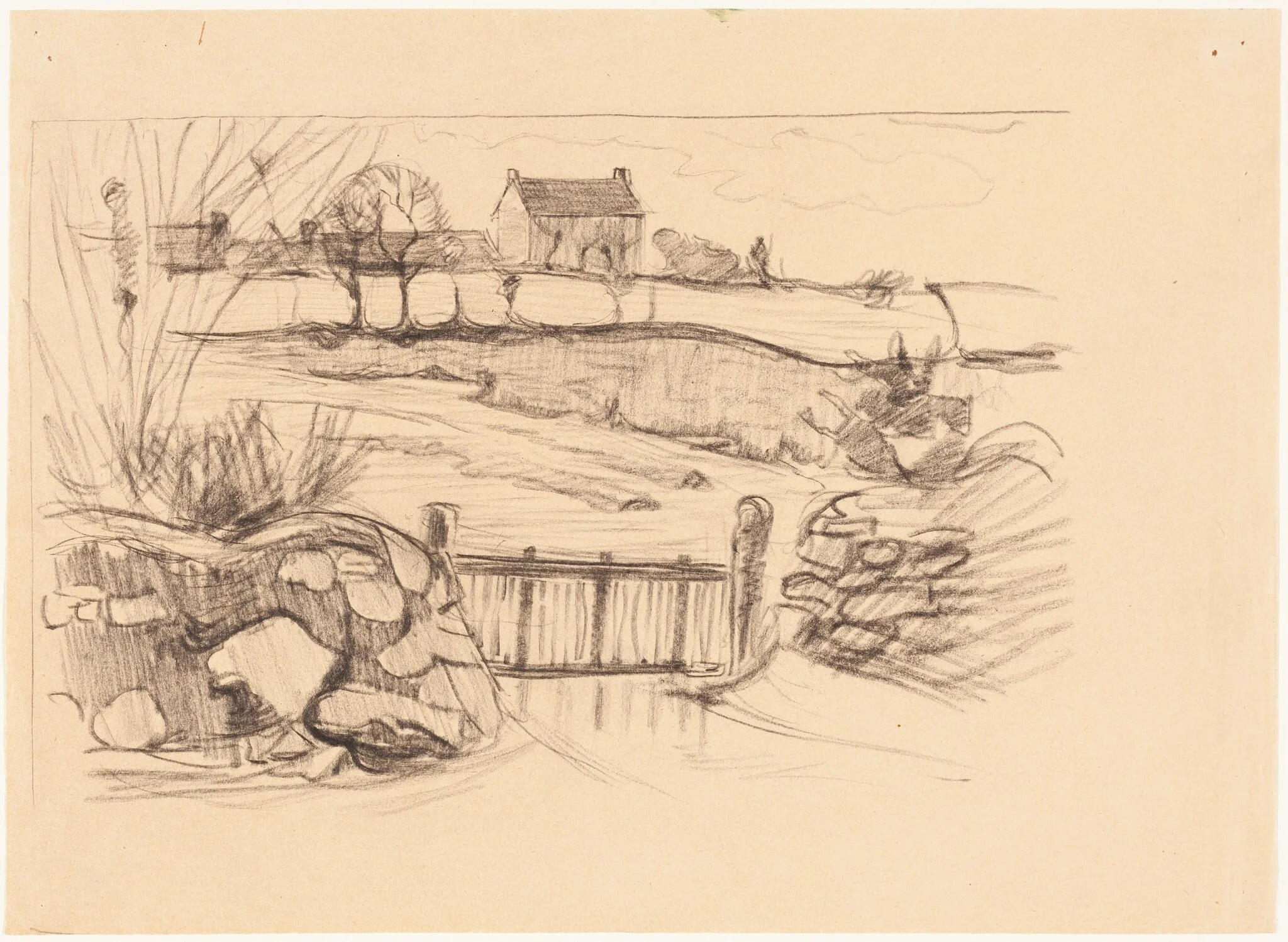 Gate to the Farmhouse, Pont-Aven, by Robert Polhill Bevan, graphite, 1892