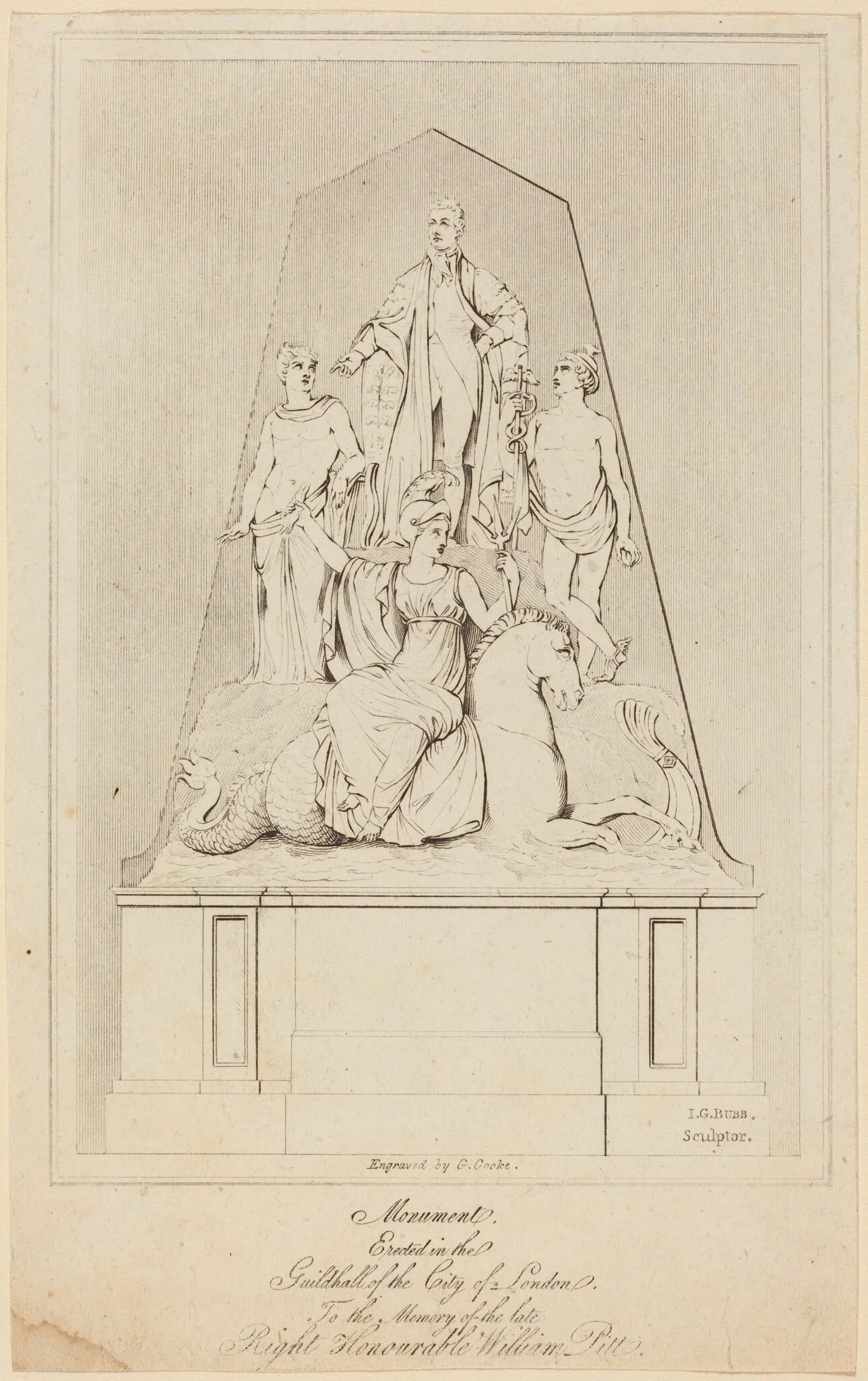 Monument to William Pitt, by George Cooke, ink, 1808