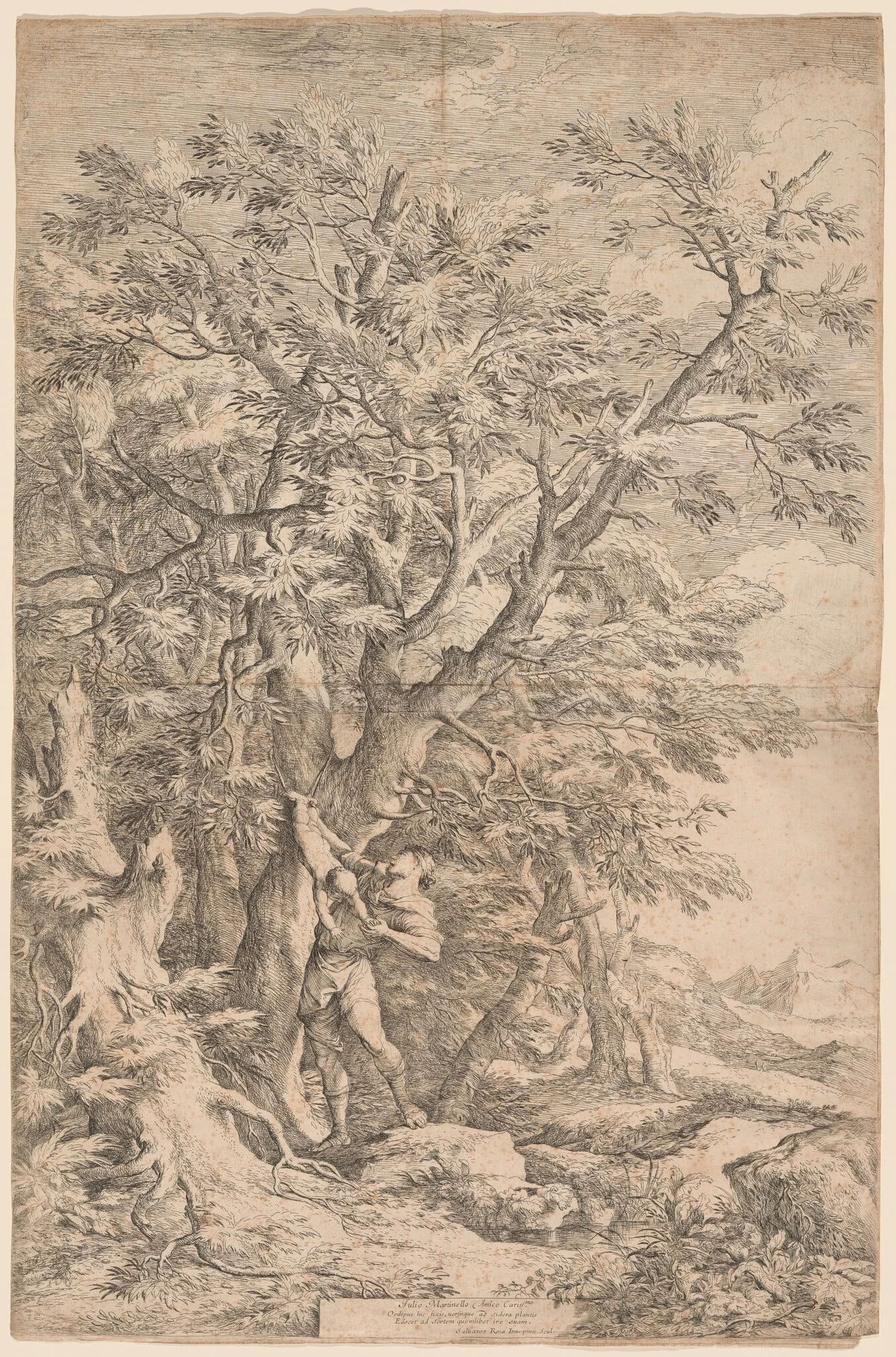 The Rescue of the Infant Oedipus, by Salvator Rosa, ink, 1663