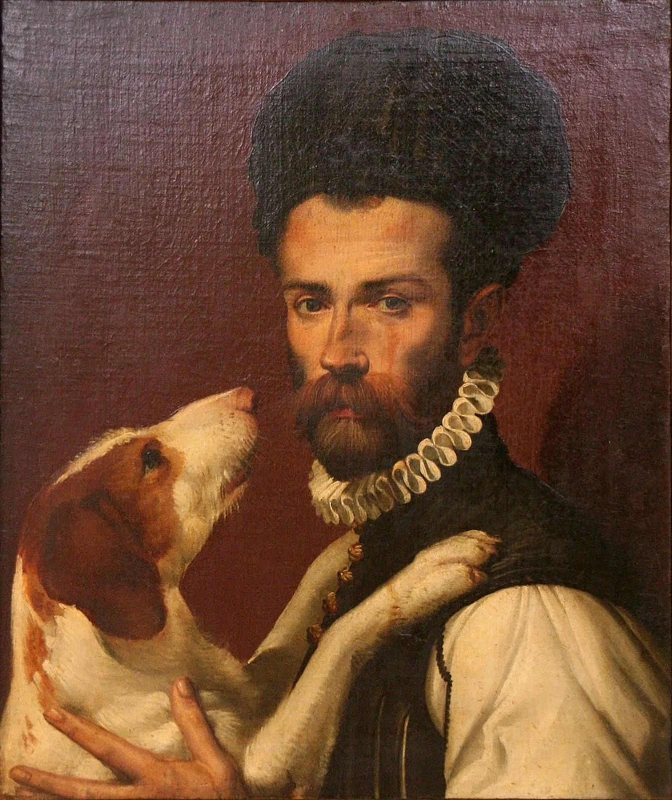 Portrait of a Man with a Dog, by Bartolomeo Passarotti, oil, 1594