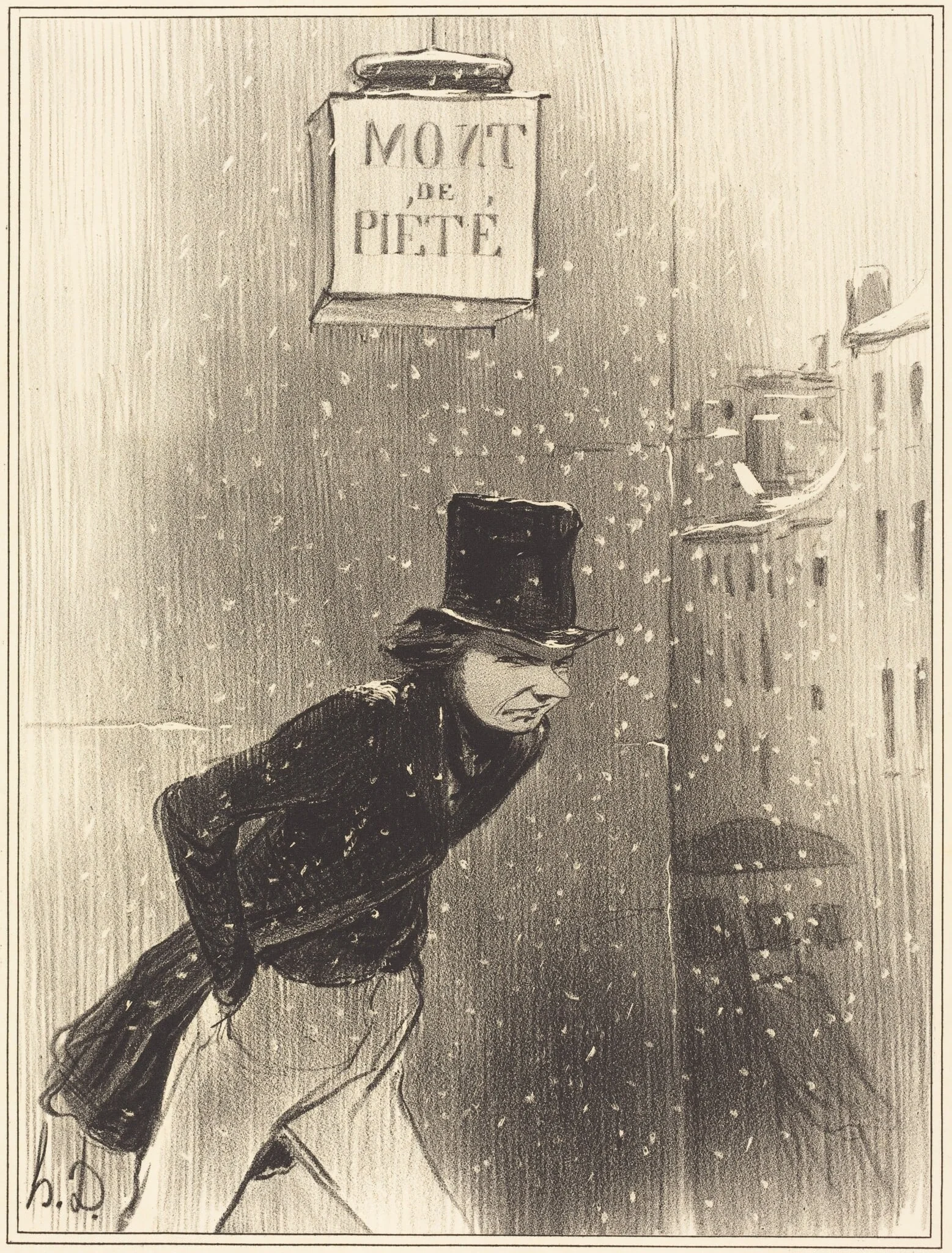 Un Monsieur au dessous de ses affaires, by Honoré Daumier, ink, 1841