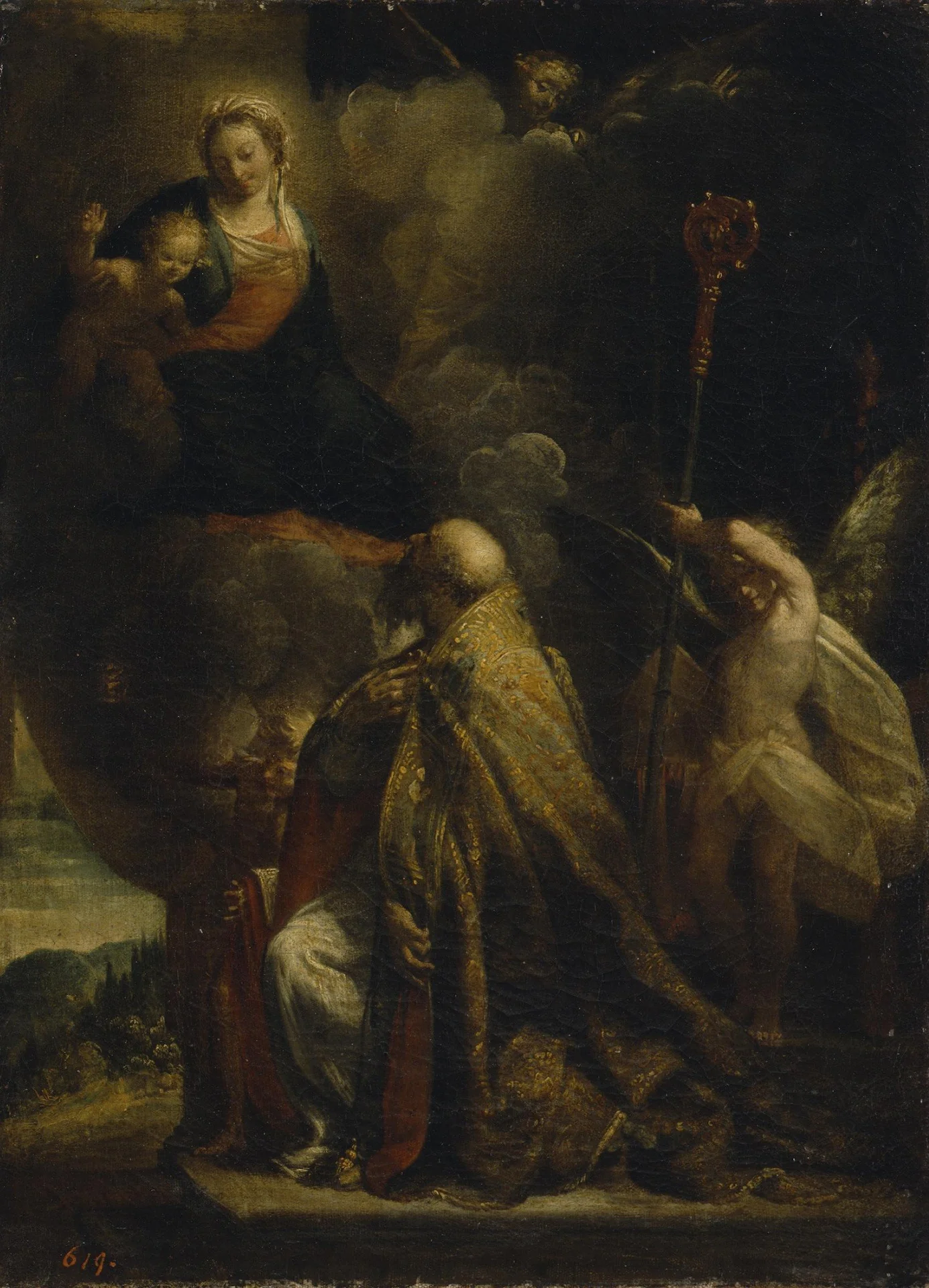 Vision of St Gregory (?), by Melchiorre Gherardini, oil, 1647