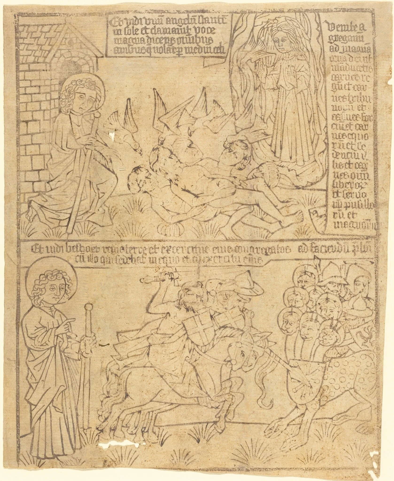 Apocalypse of John, Leaf 10, by German 15th Century, ink, 1465