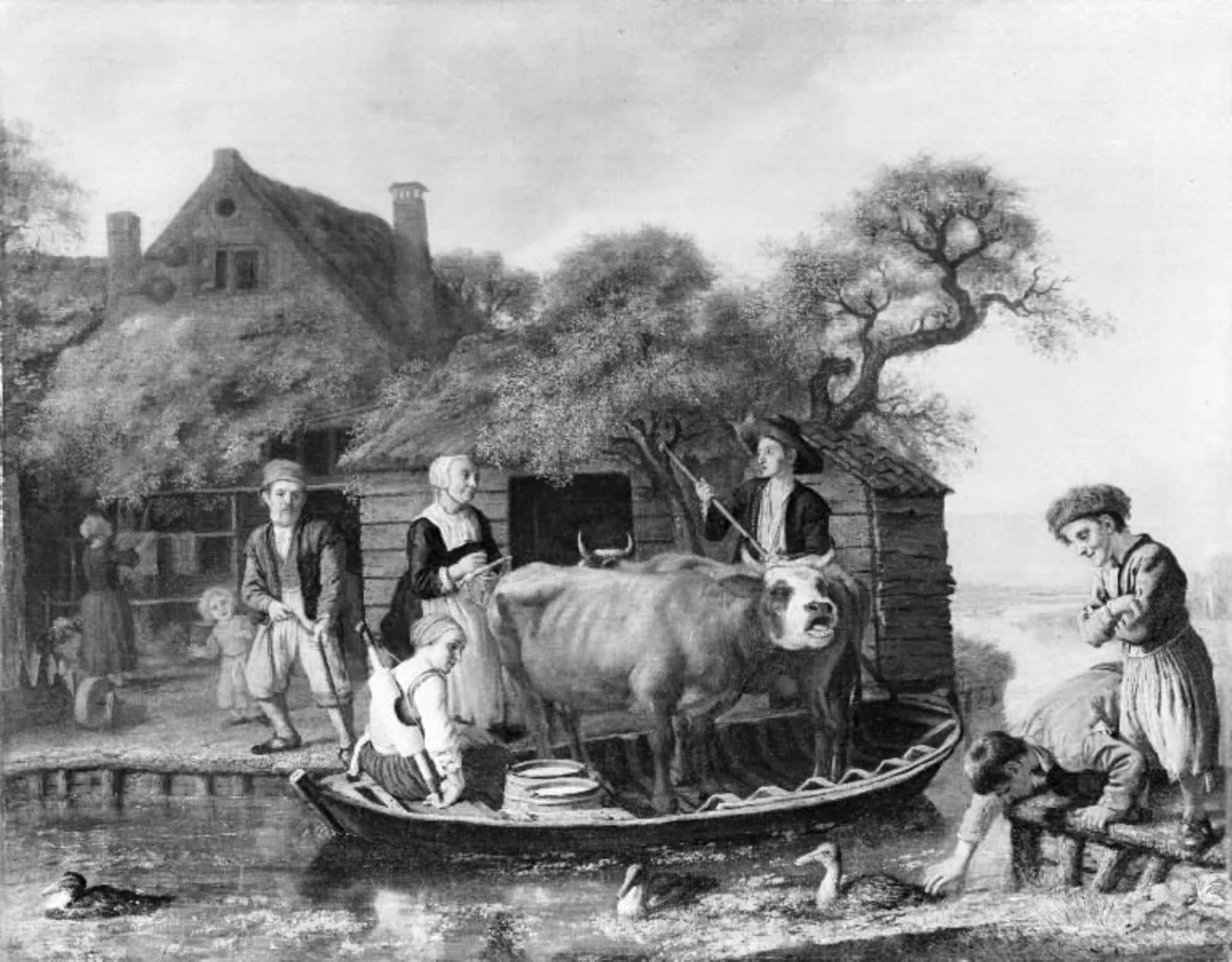 Scene outside a Dutch Farm, by Unknown, 1650
