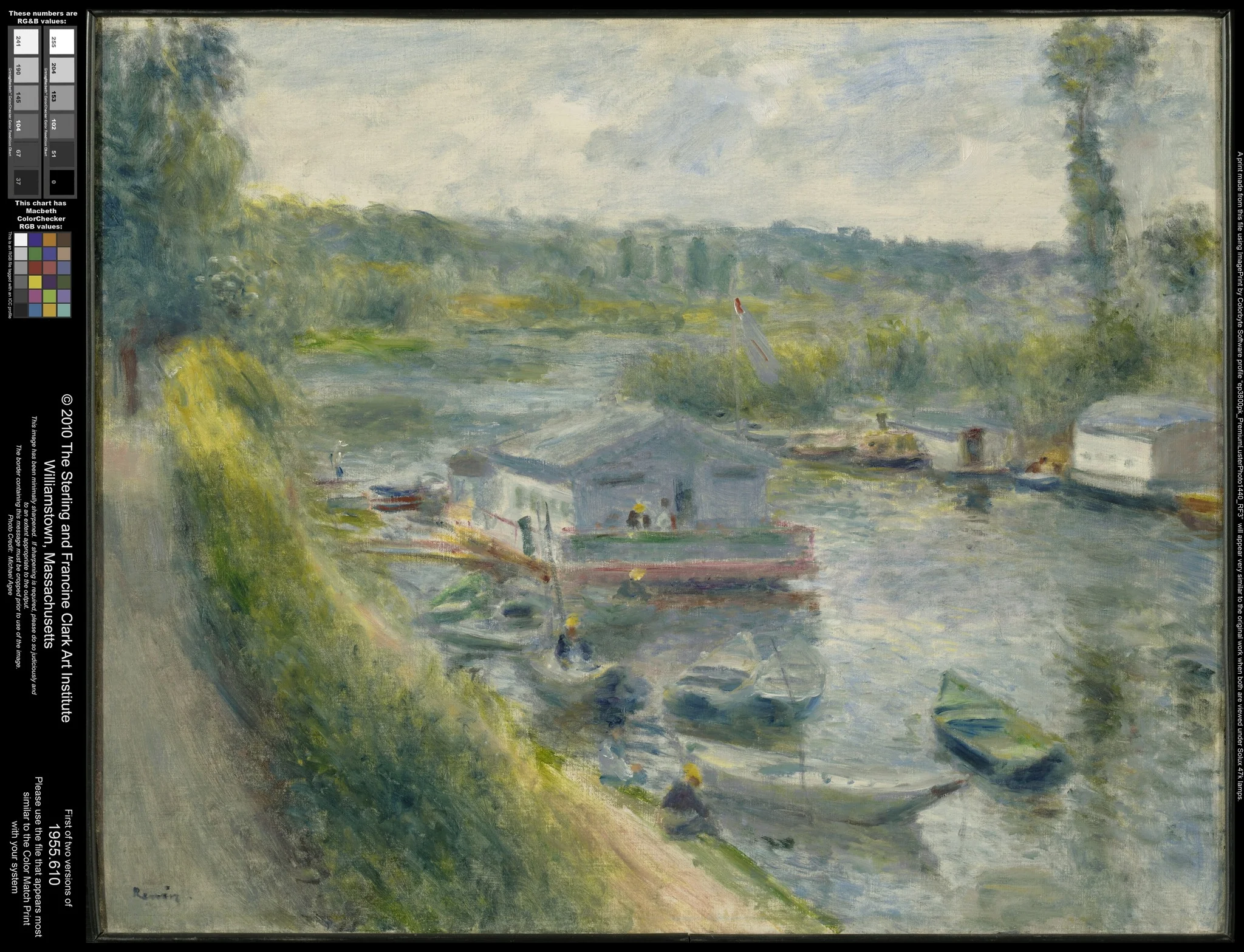 Wash-House Boat at Bas-Meudon, by Auguste Renoir, oil, 1874