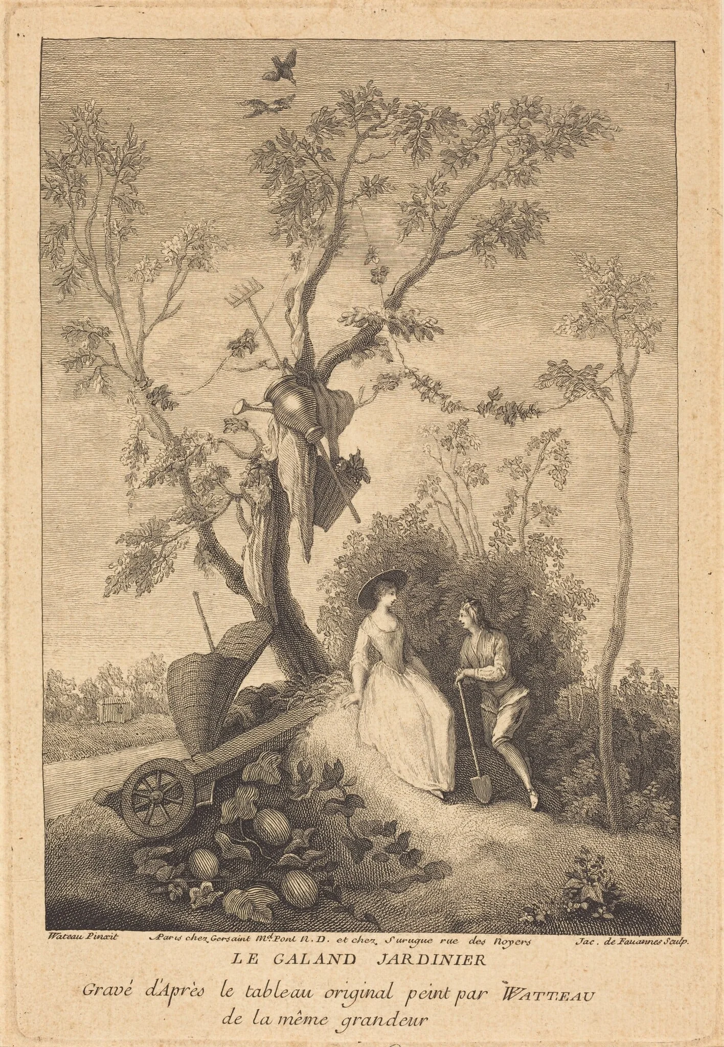 Le Galand Jardinier (The Gallant Gardener), by Jacques de Favanne, ink, 1743