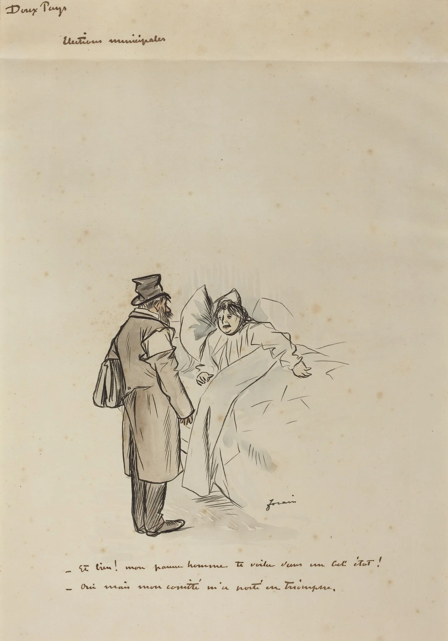 Elections Municipales, by Jean-Louis Forain, ink, 1897