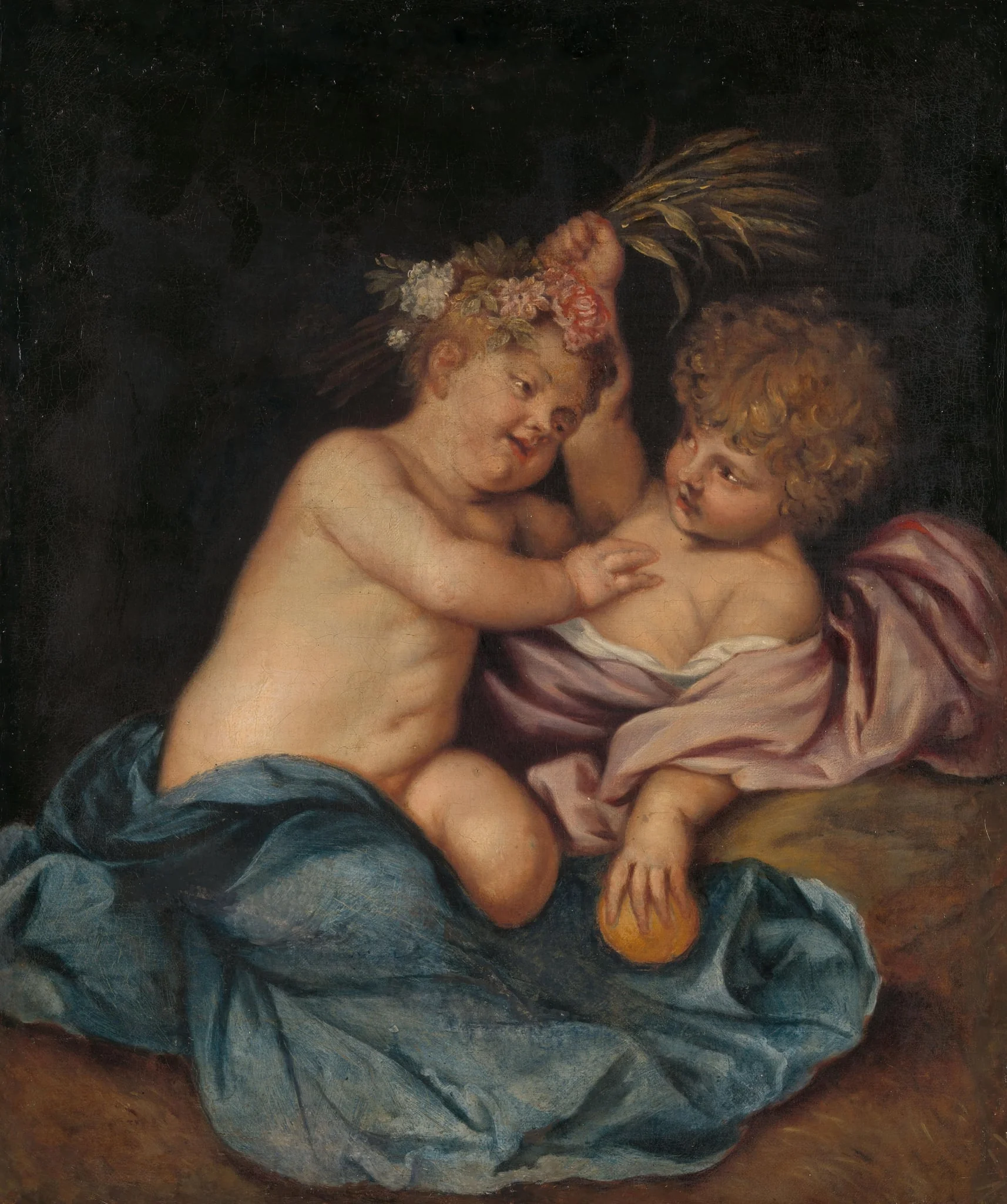 Two Infants, Personifications of Spring and Autumn, by Unknown, unspecified, 1650