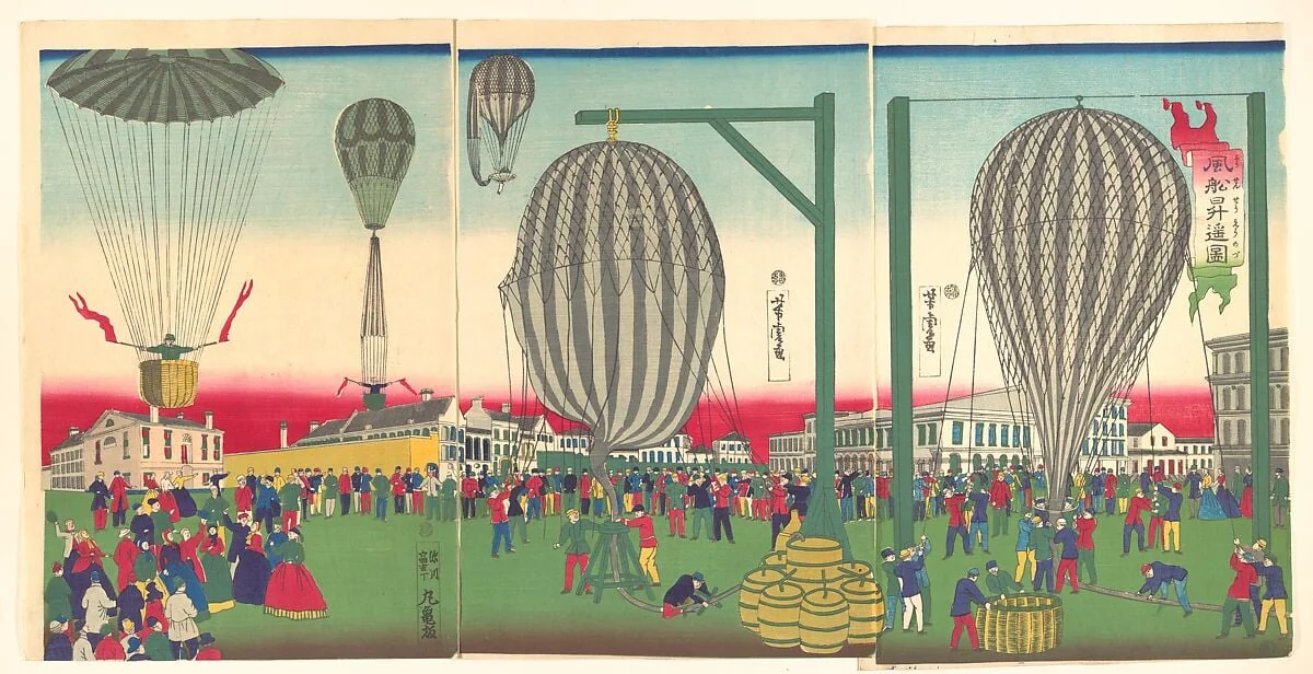 風船昇遥図|Illustration of a Balloon Ascending (Fūsen shōyō no zu)
