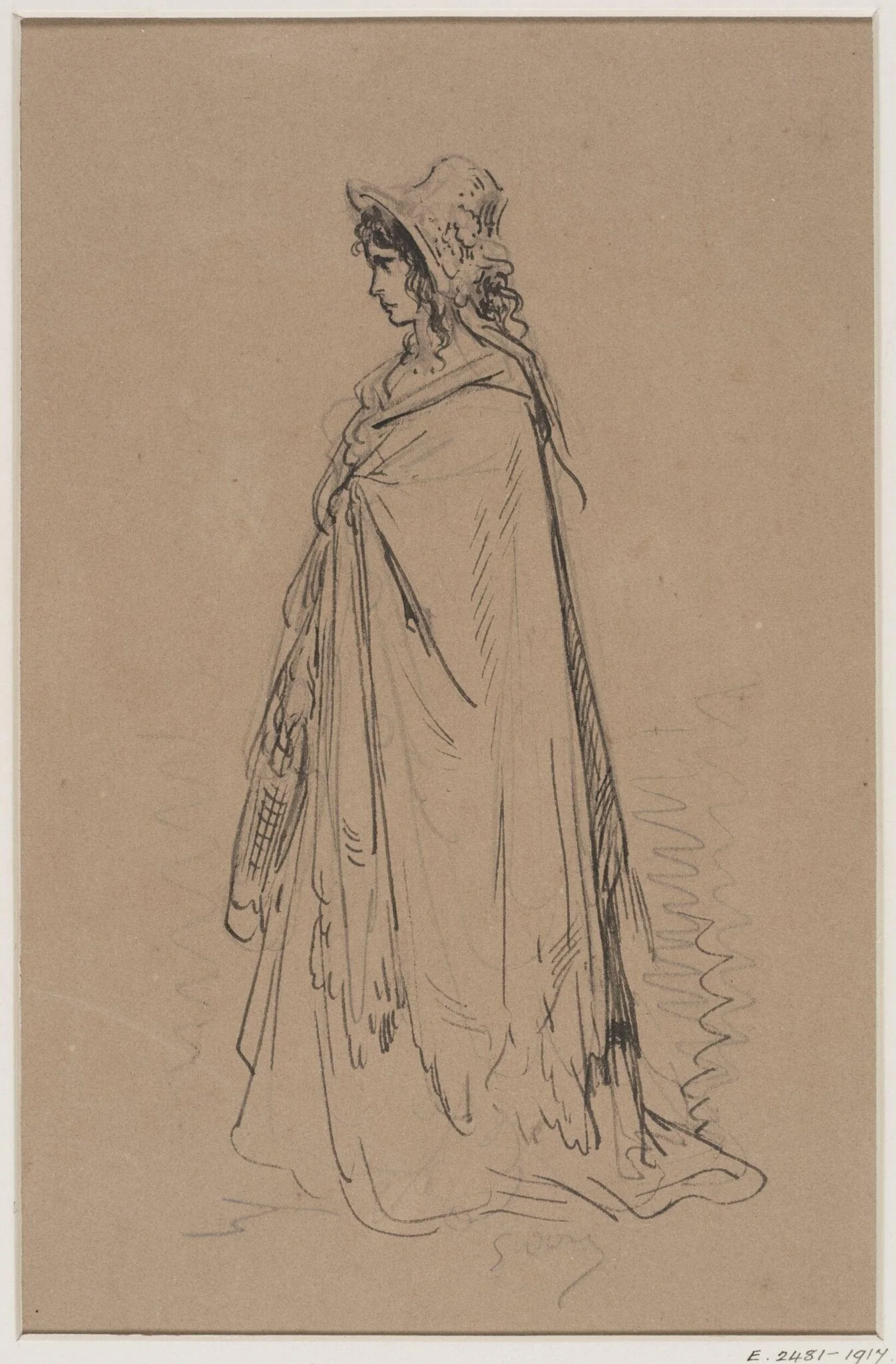Original sketch of a female figure, by Gustave Doré, 1850