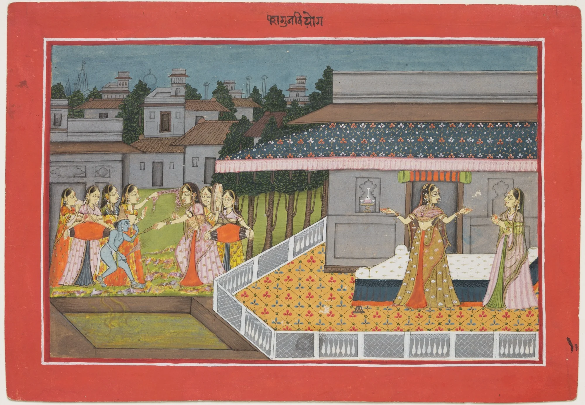 The Month of Phalguna (February-March), from a manuscript of the Barahmasa ("Twelve Months")