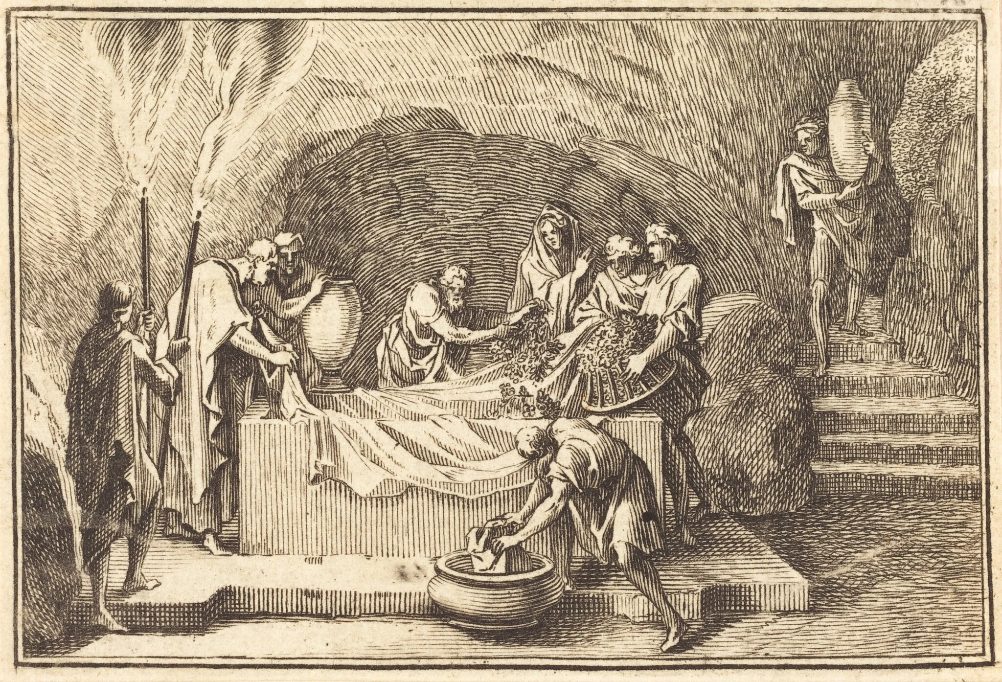 The Body of Christ being Covered with Flowersand Perfume, by French 17th Century, ink, 1650