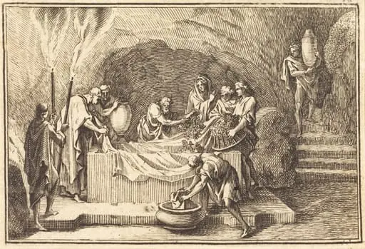 The Body of Christ being Covered with Flowersand Perfume