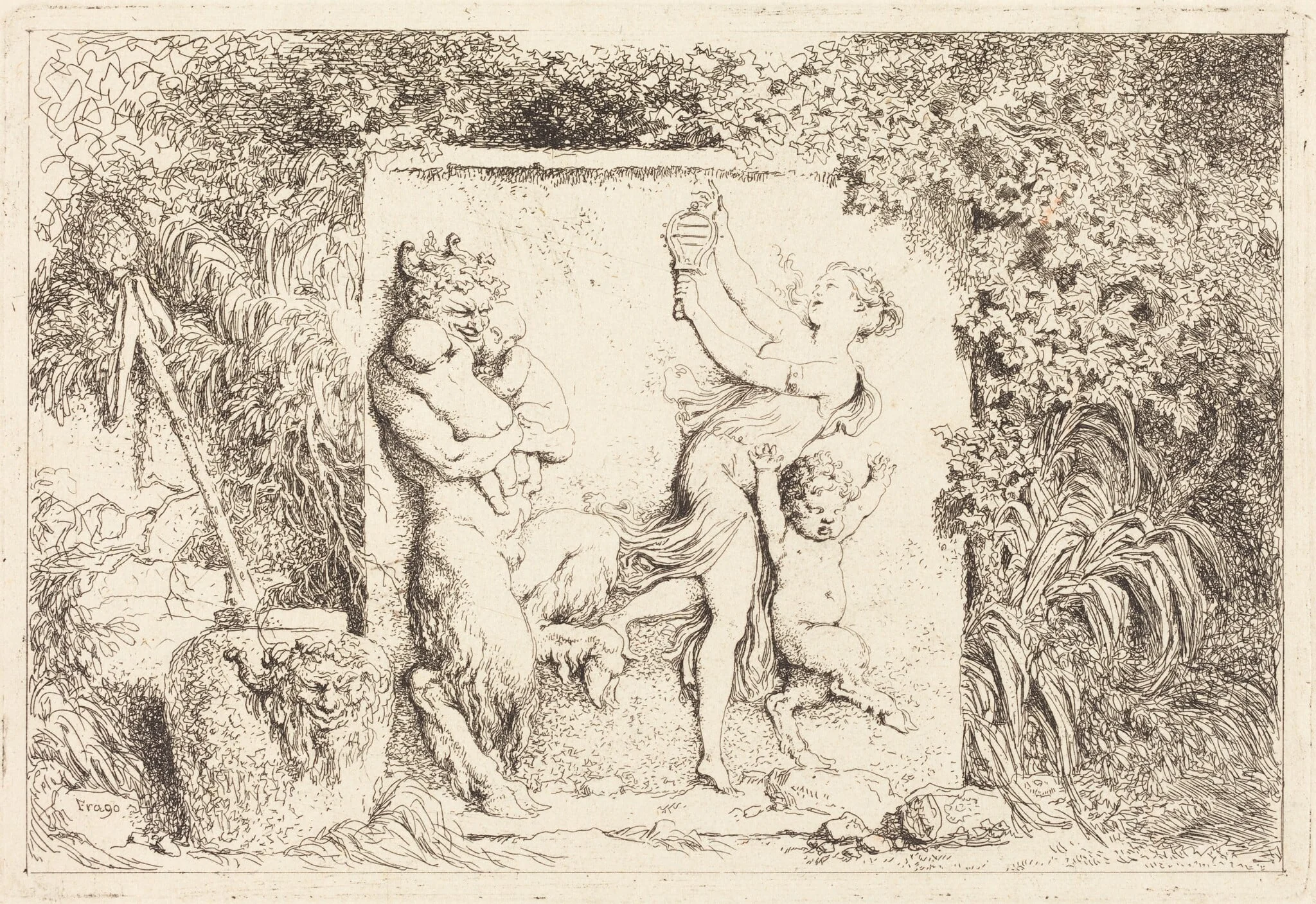 The Satyrs' Dance (Danse de satyres), by Jean Honoré Fragonard, ink, 1763
