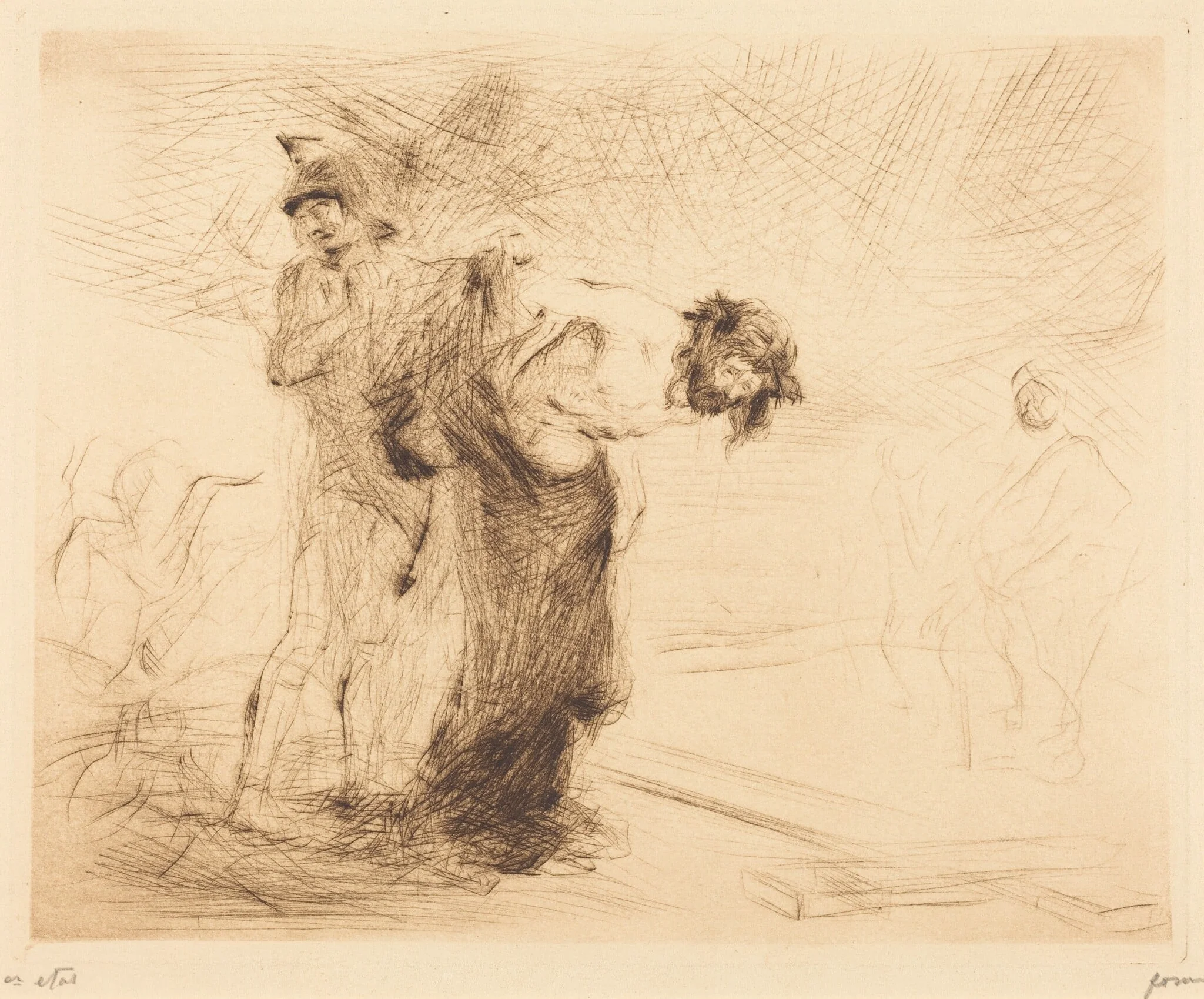 Le Christ dépouillé de ses vêtements (Christ Stripped of His Clothes), by Jean-Louis Forain, ink, 1909