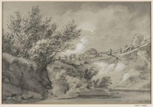 Landscape with high bank and railings