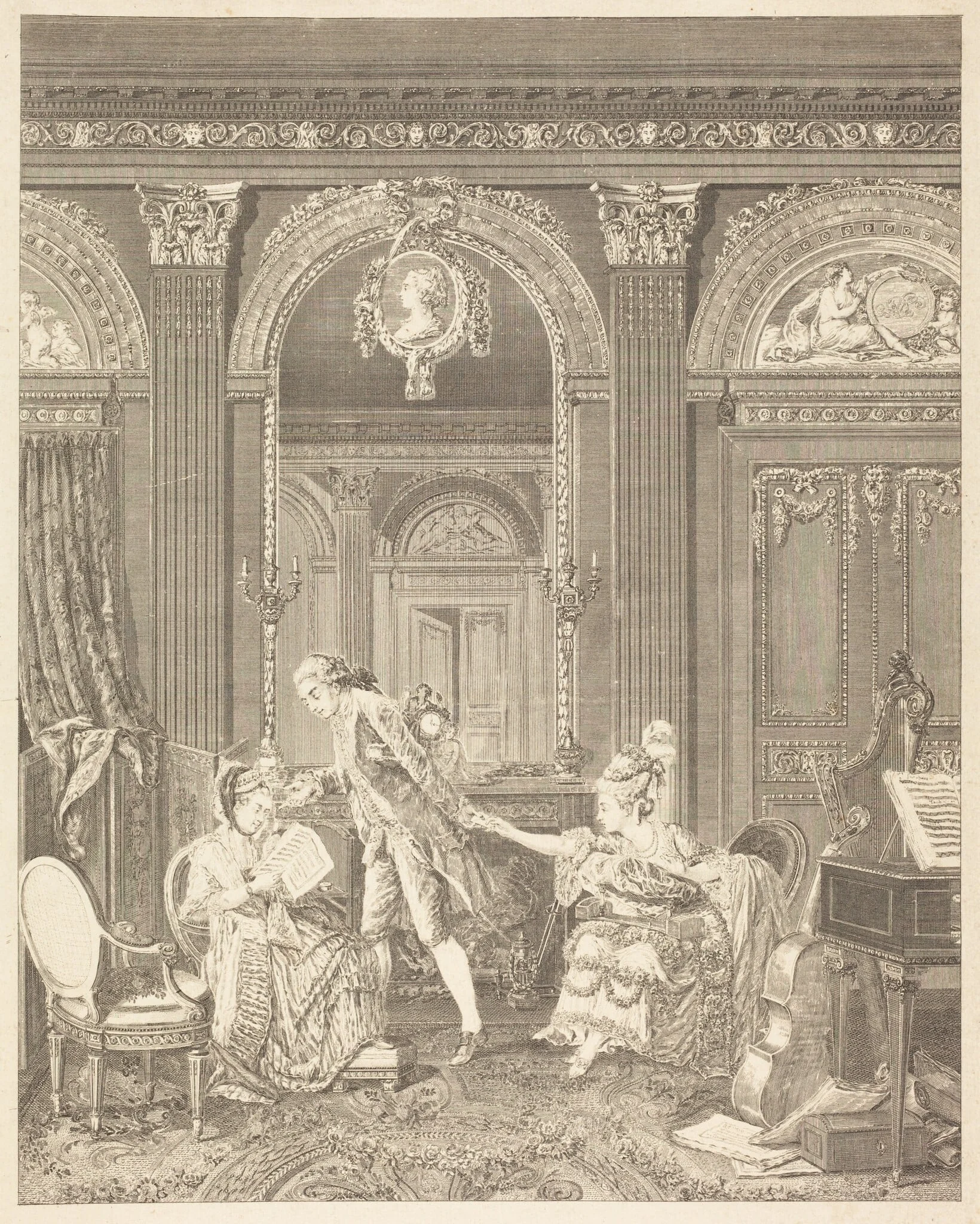Le Billet doux, by Nicolas Delaunay, ink, 1778