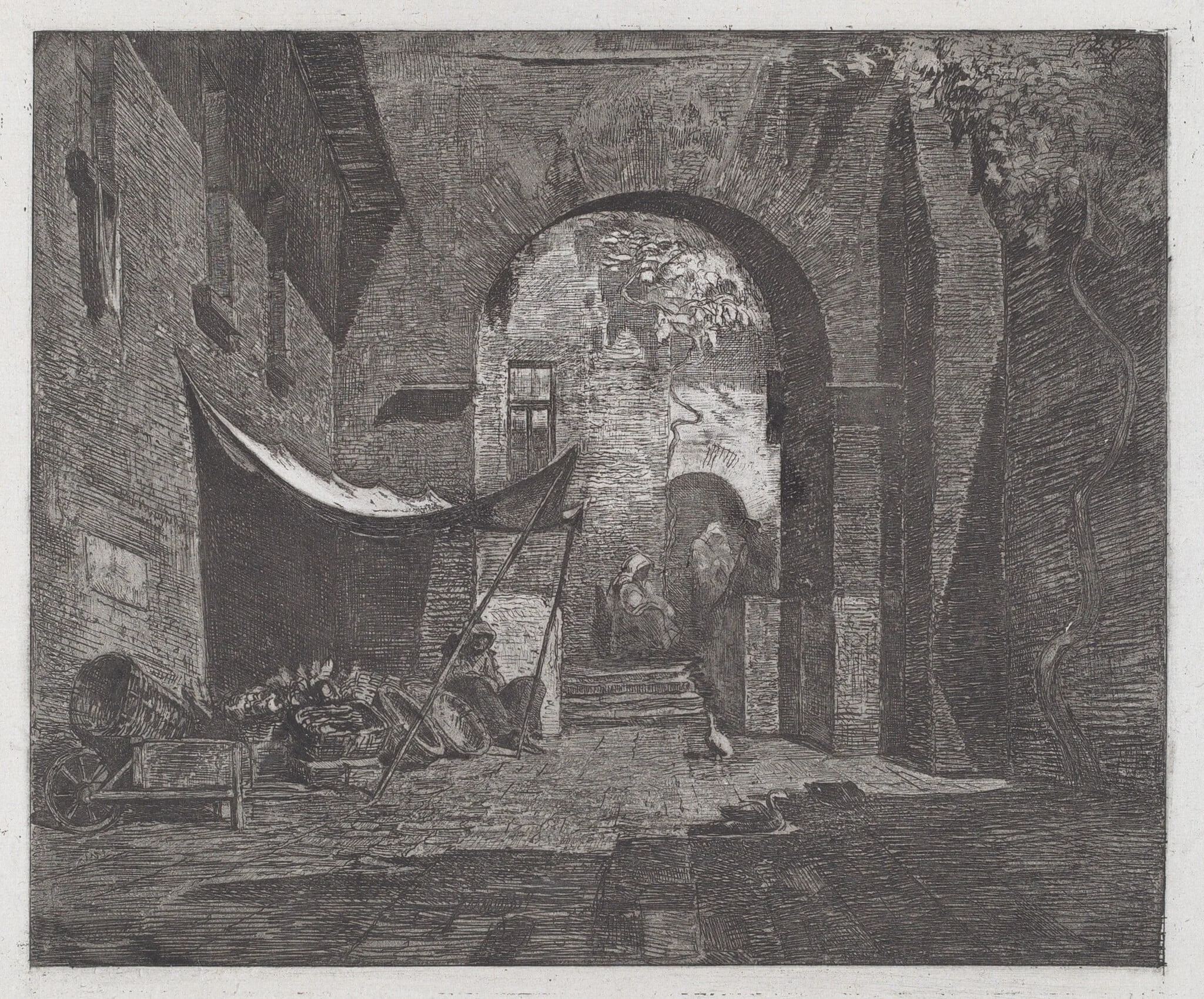 In Liguria, by Antonio Fontanesi, ink, 1857