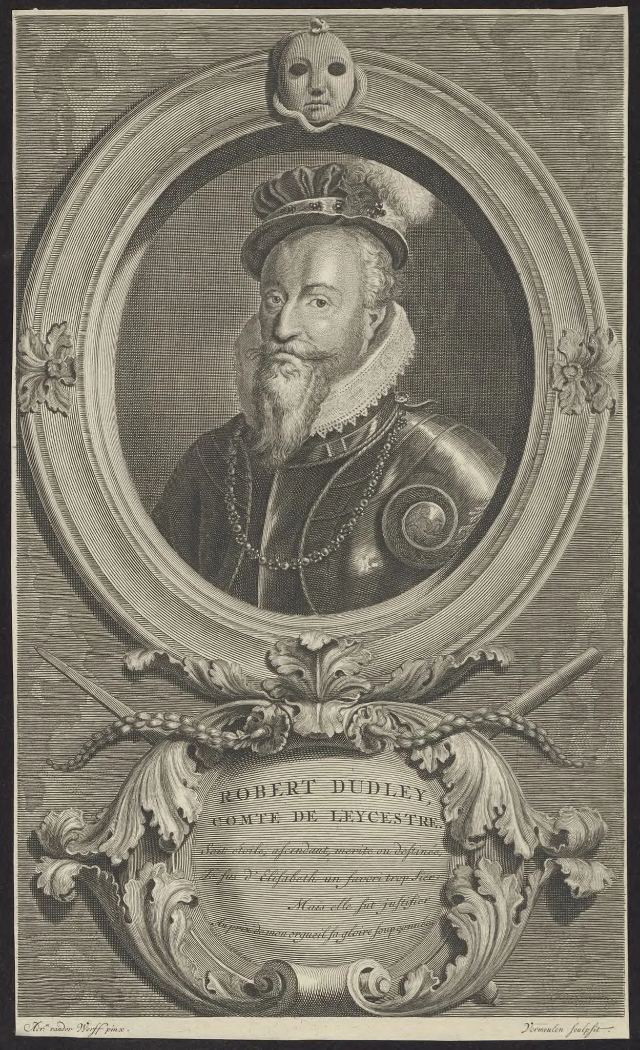 Portrait of Robert Dudley, Earl of Leicester, by Andries Vermeulen, unspecified