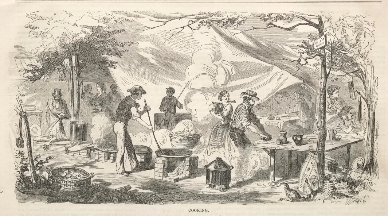 Camp Meeting Sketches:  Cooking, by Winslow Homer, 1858