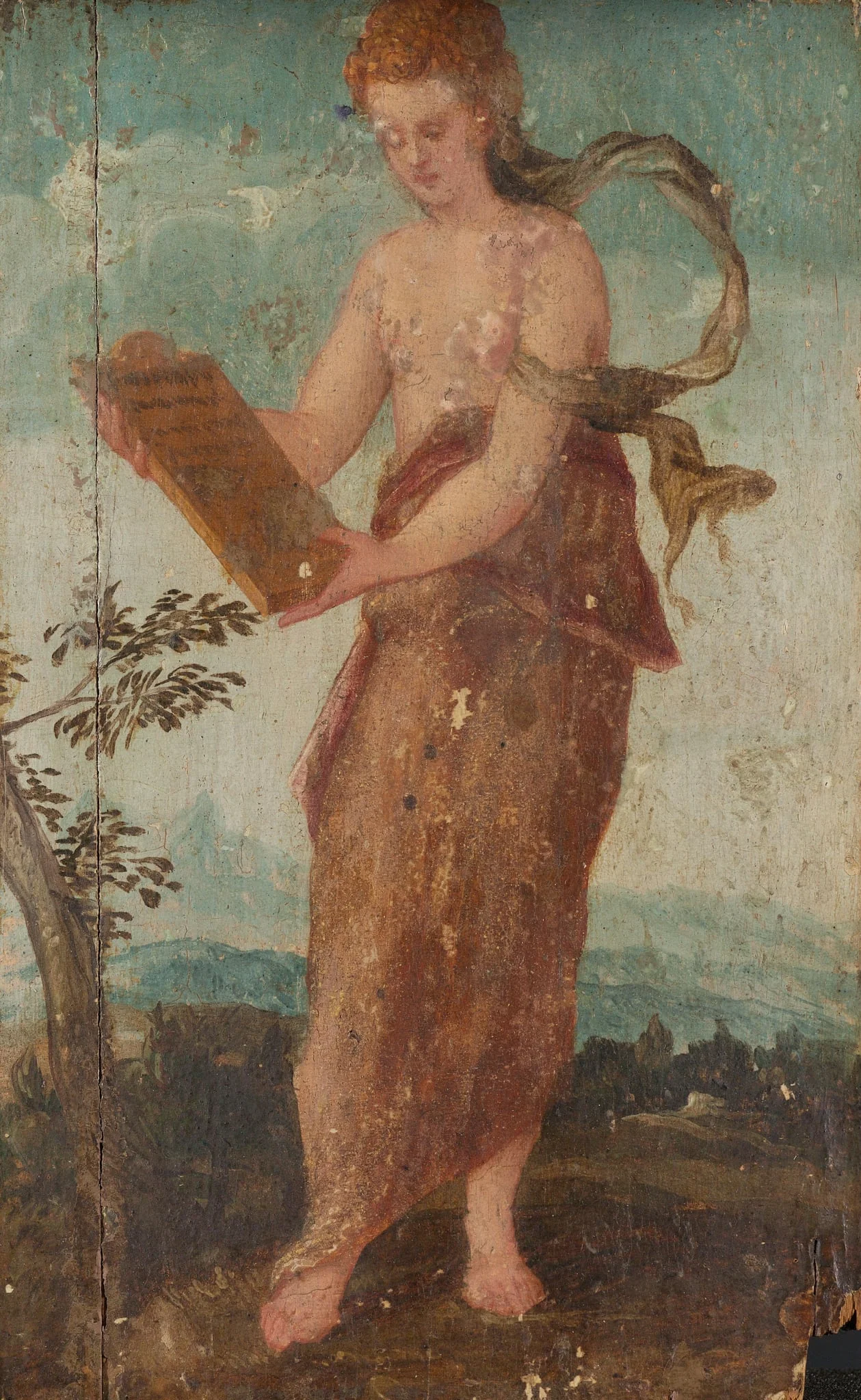 Woman with Text Panel, by Unknown, unspecified, 1555