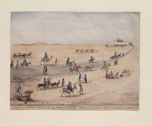 A halfway station house in the desert of Suez crossing to Cairo