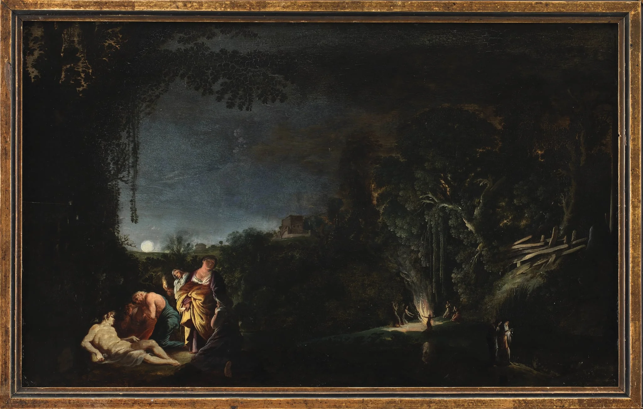 Måneskinslandskab med mytologisk (?) motiv, by Unknown, 1650