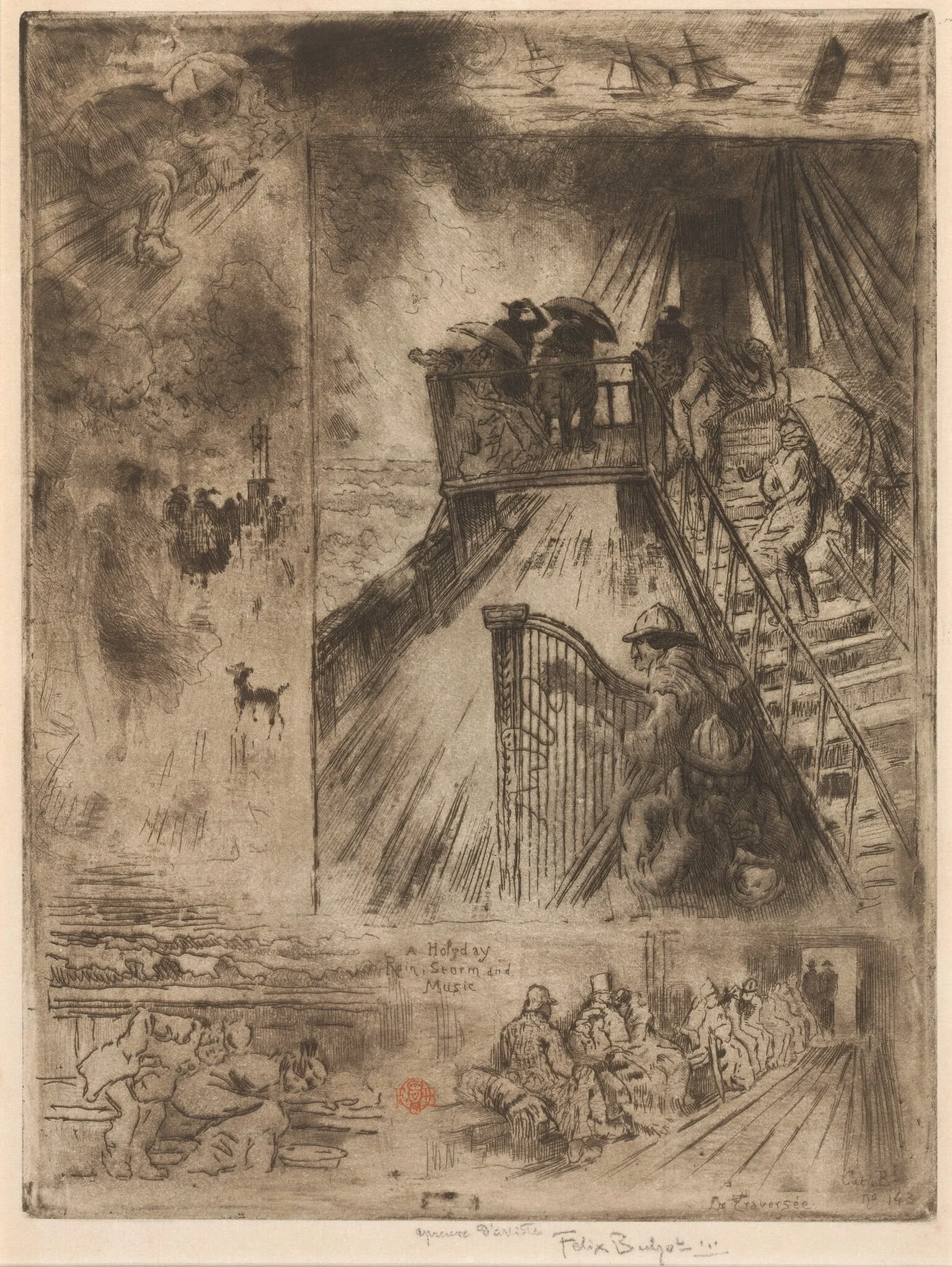 La Traversée (The Passage), by Félix-Hilaire Buhot, ink, 1882