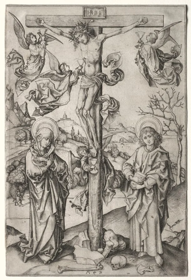 The Crucifixion with Four Angels, by Martin Schongauer, 1475