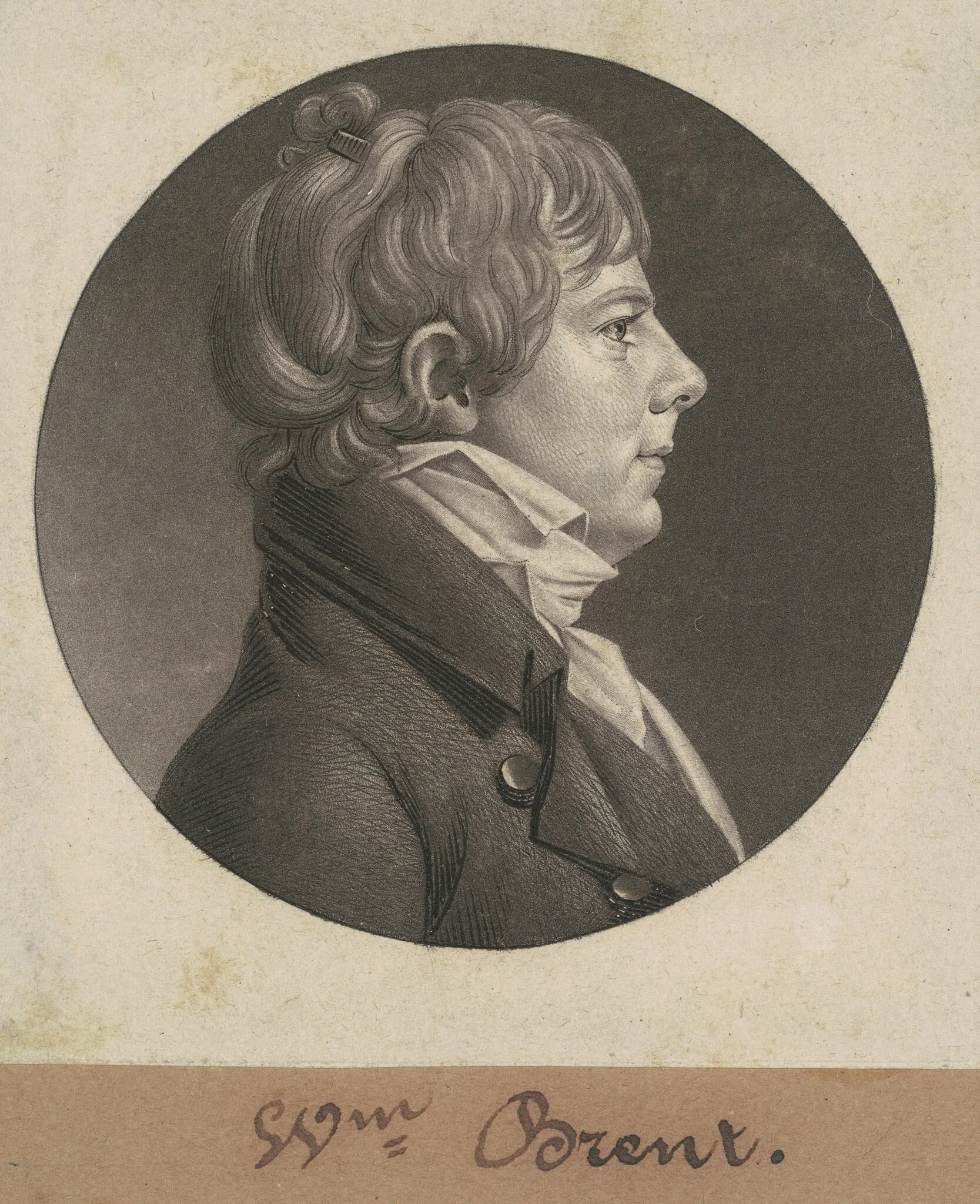 William Brent, by Charles Balthazar Julien Févret de Saint-Mémin, ink, 1806