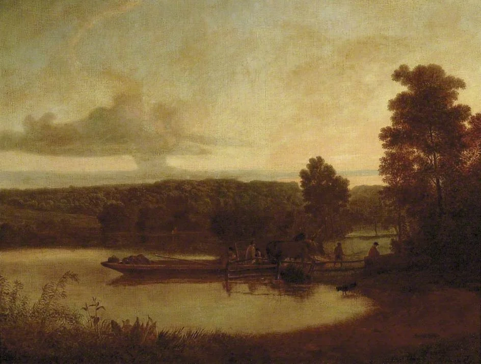 Horse-ferry: Sunset, by George Barret, Sr., oil, 1770