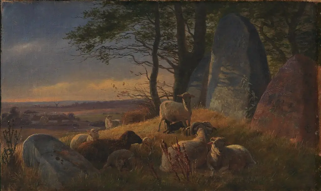 Evening Scene with Sheep on a Mound