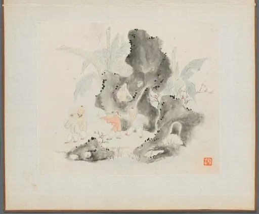 Album of Landscape Paintings Illustrating Old Poems: Children Playing Blindman's Buff in a Garden