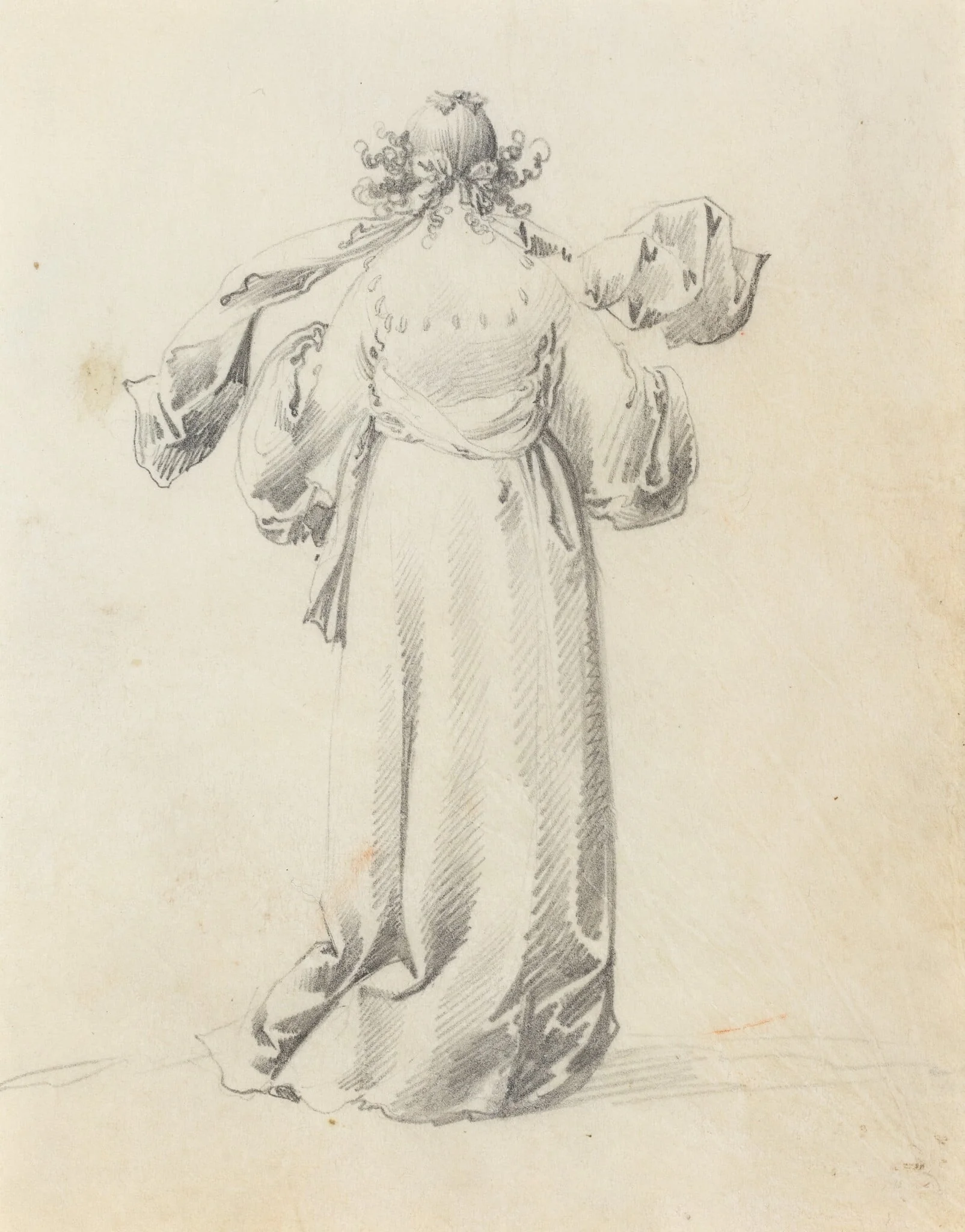 Lady Seen from Behind, by Pieter Jansz Quast, graphite, 1626
