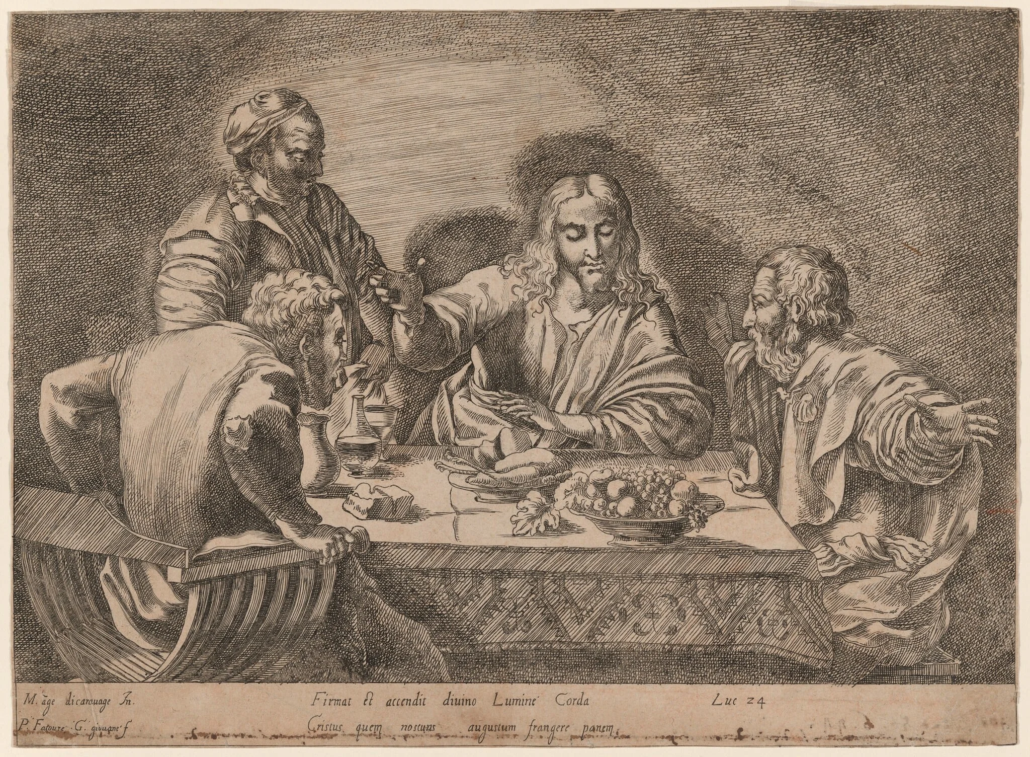 The Supper at Emmaus, by Pierre Fatoure, ink, 1610