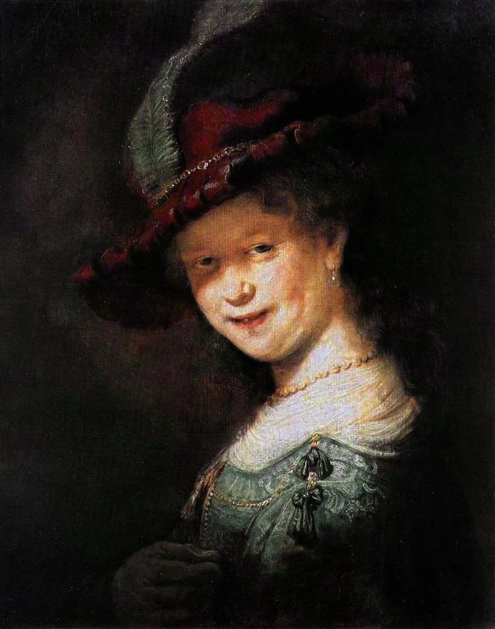 Bust of a Young Woman Smiling, possibly Saskia van Uylenburgh