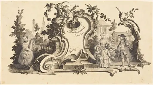 Cartouches Modernes orné avec des [diferentes Figures] (Plate VI-1 from the set)