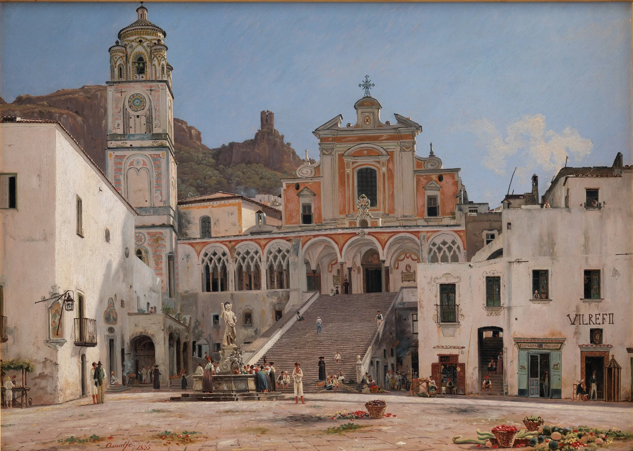 View of the Square in Amalfi, by Unknown, 1835