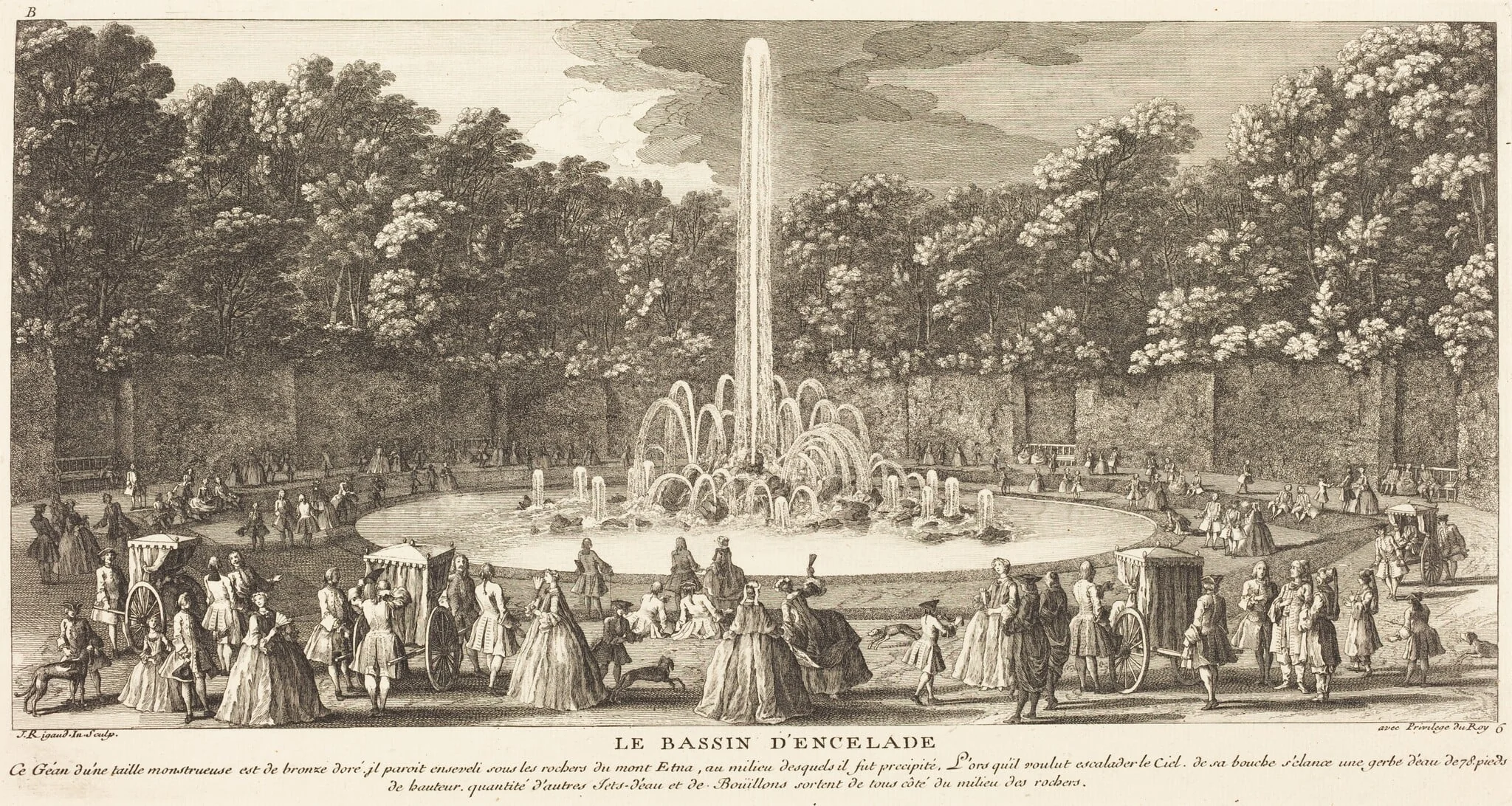 Le Bassin d'Encelade, by Jean-Baptiste Rigaud, ink, 1746
