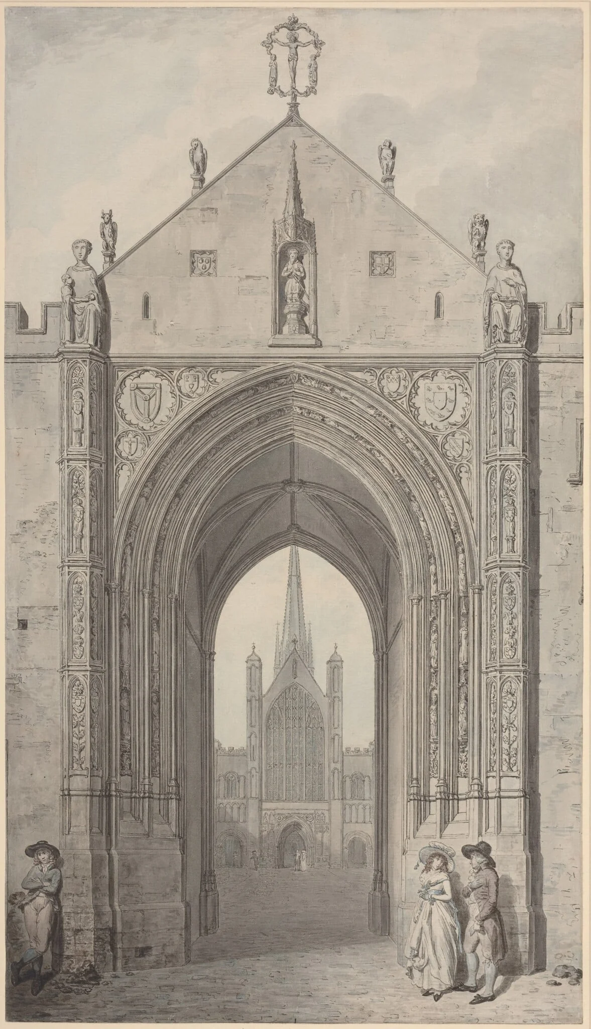 The Erpingham Gate, Norwich, by John Carter, ink, 1791