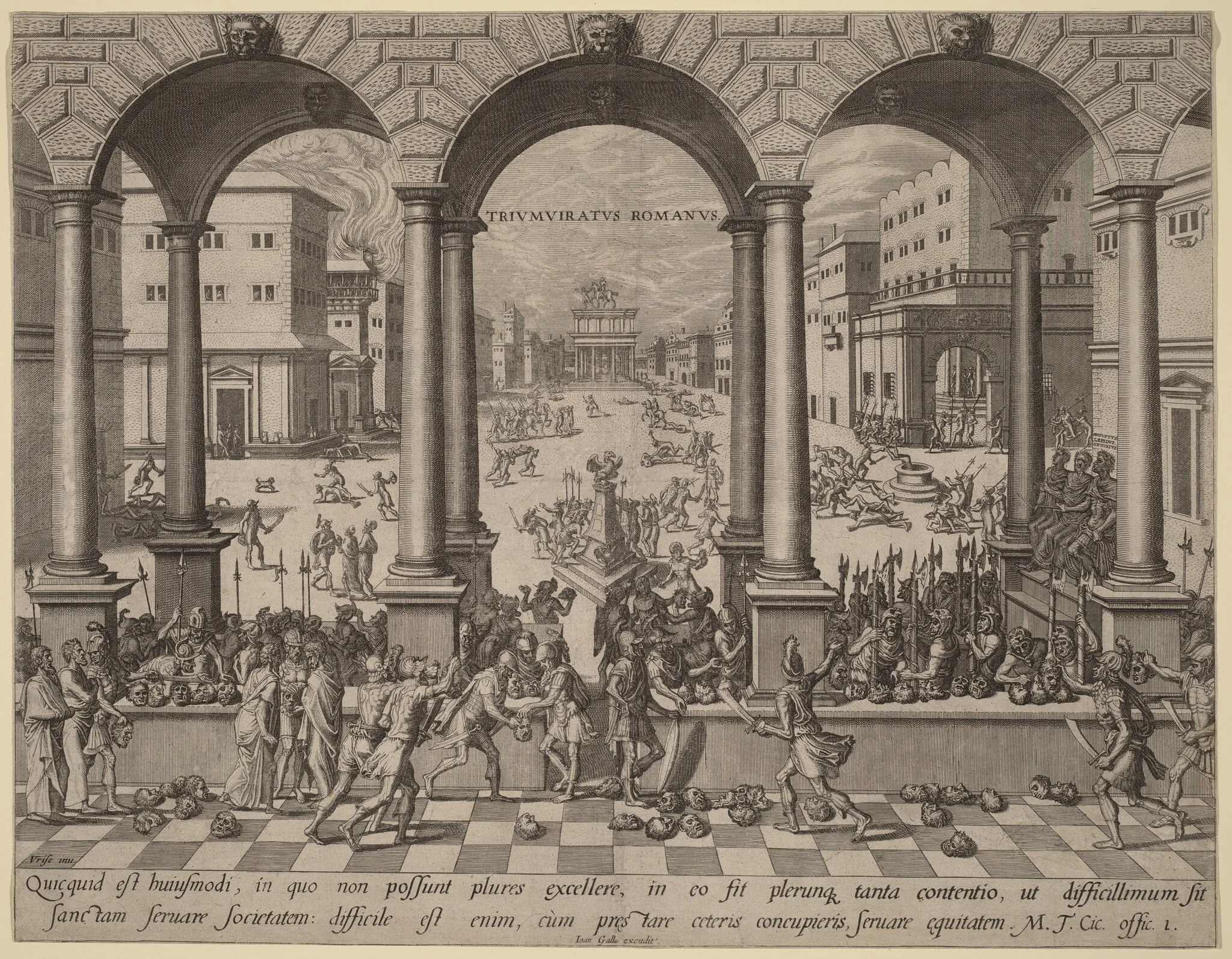 The Massacre under the Roman Triumvirate, by Netherlandish 16th Century, ink, 1550